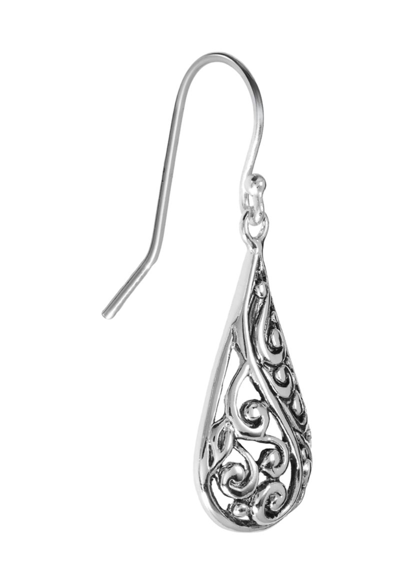 Silver Plated Artisan Teardrop Earrings