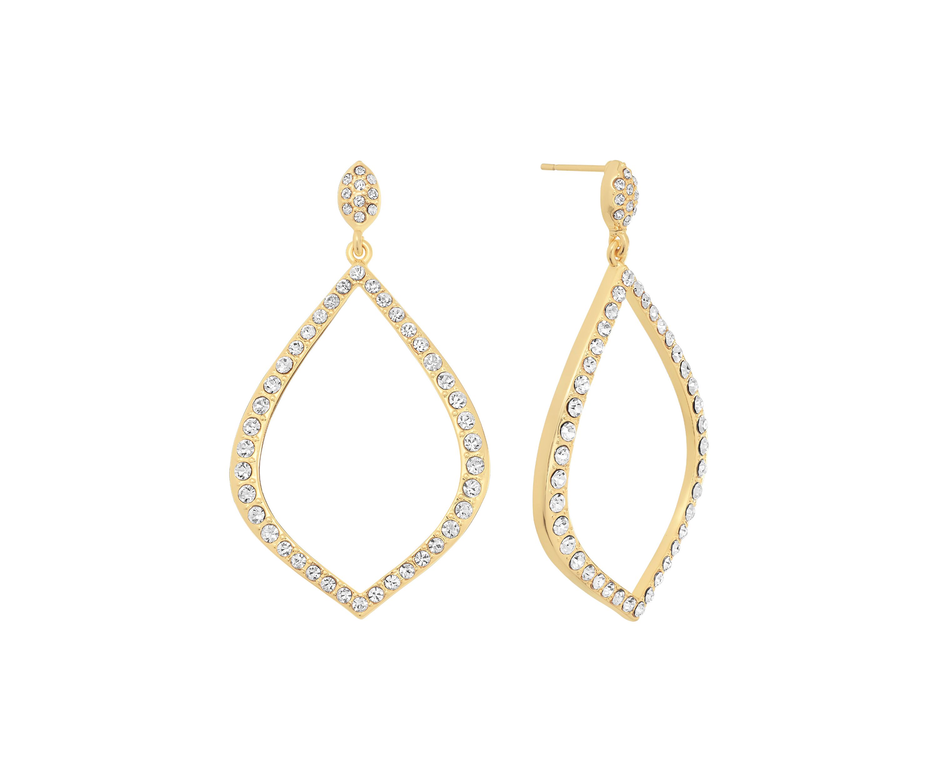 Gold Plated Crystal Open Teardrop Earrings