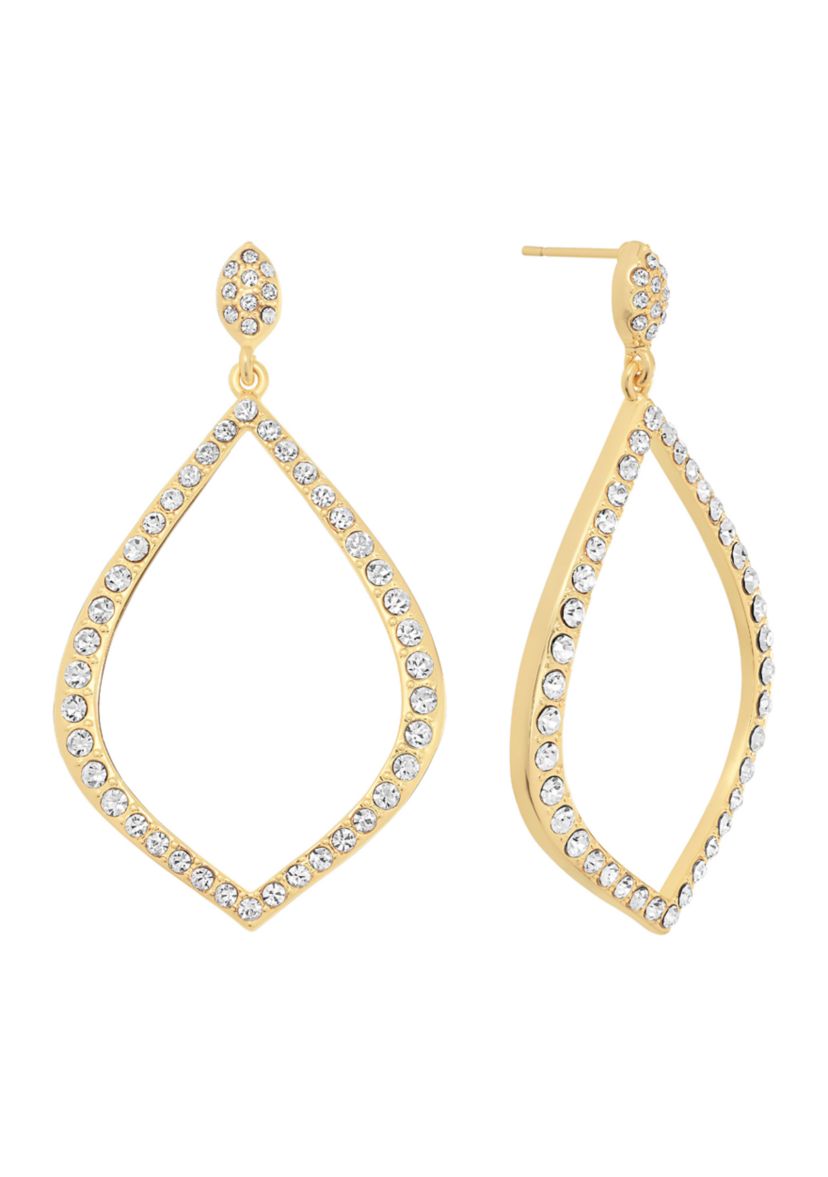 Gold Plated Crystal Open Teardrop Earrings