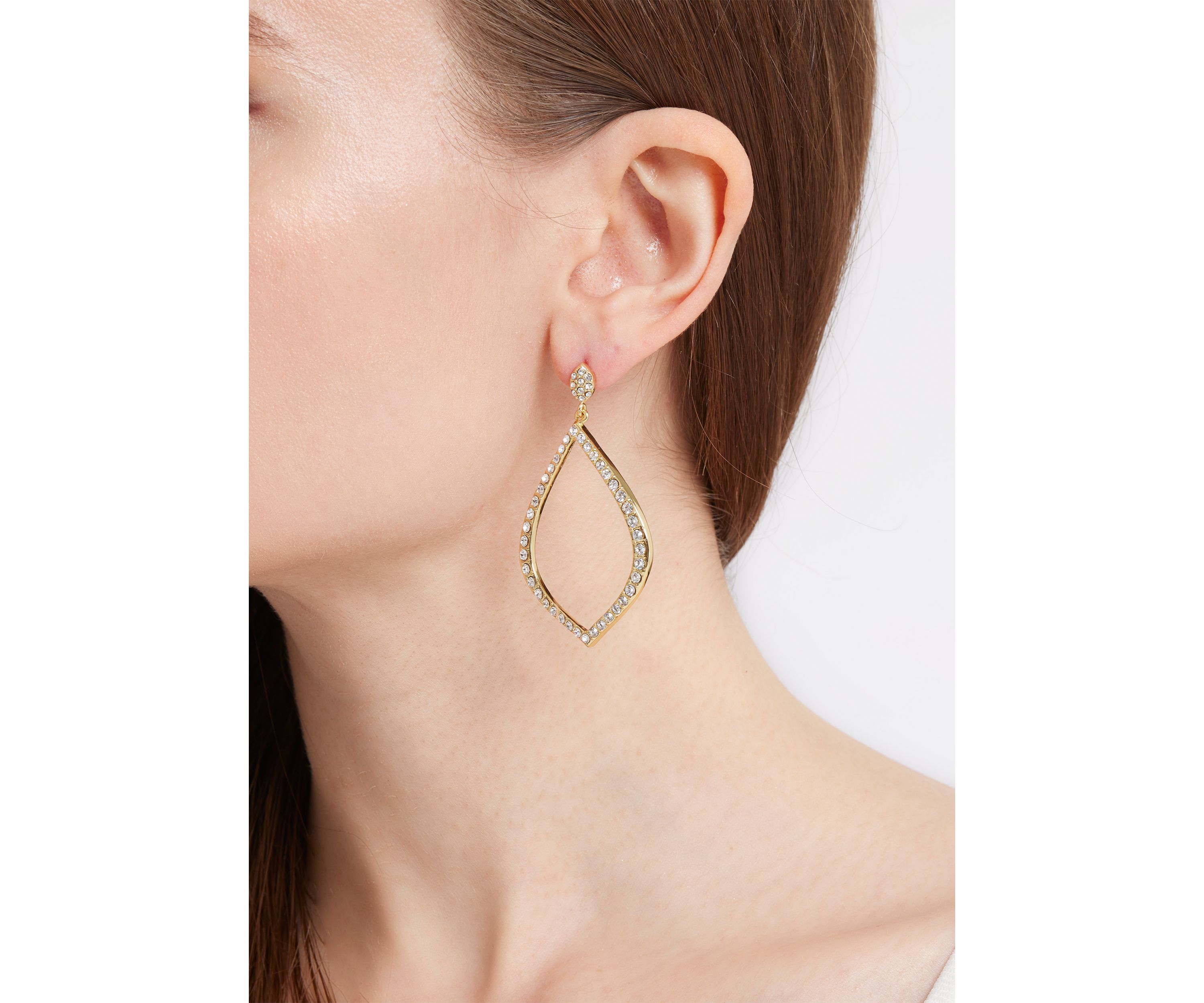 Gold Plated Crystal Open Teardrop Earrings
