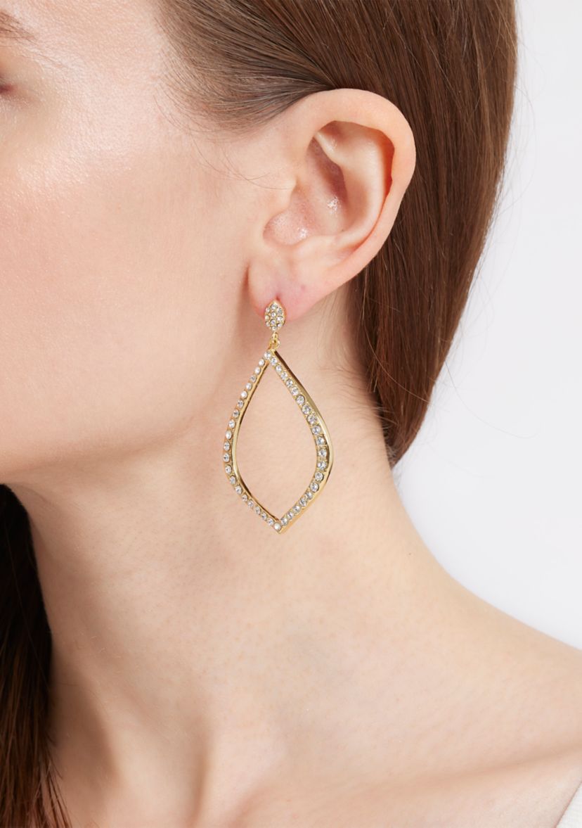 Gold Plated Crystal Open Teardrop Earrings