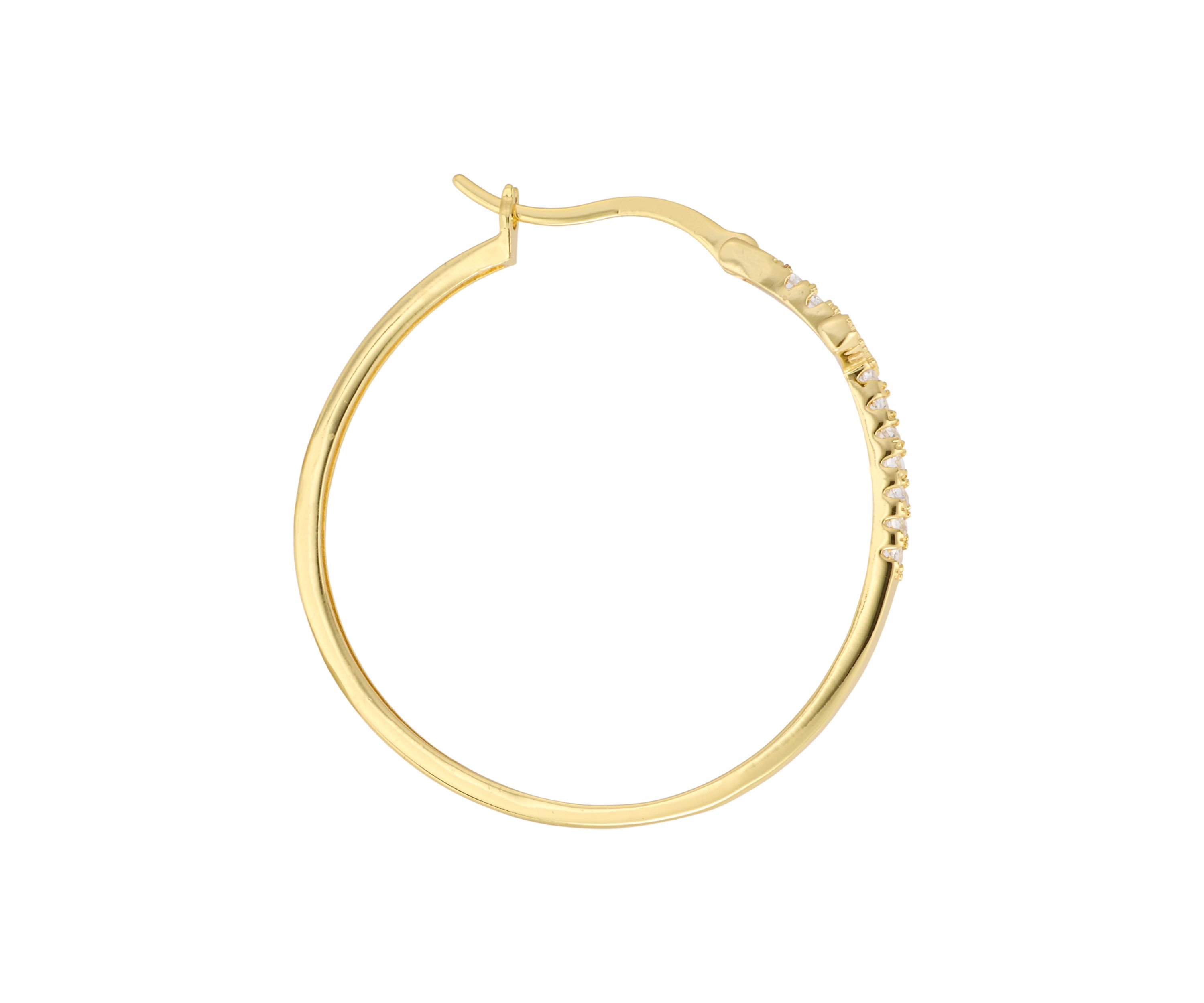 Gold-Plated Crystal Cross Click-Top Hoop Earrings