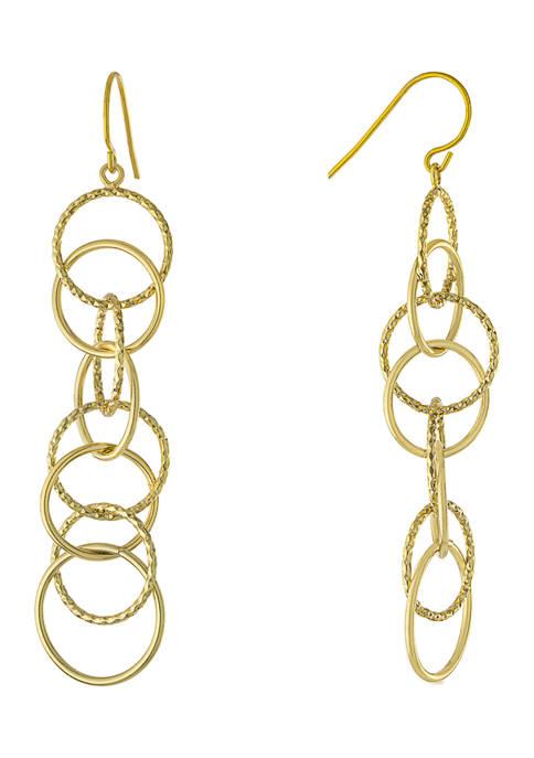 Gold Over Fine Silver Plated Diamond Cut and High Polished Multi Circle Drop Earrings