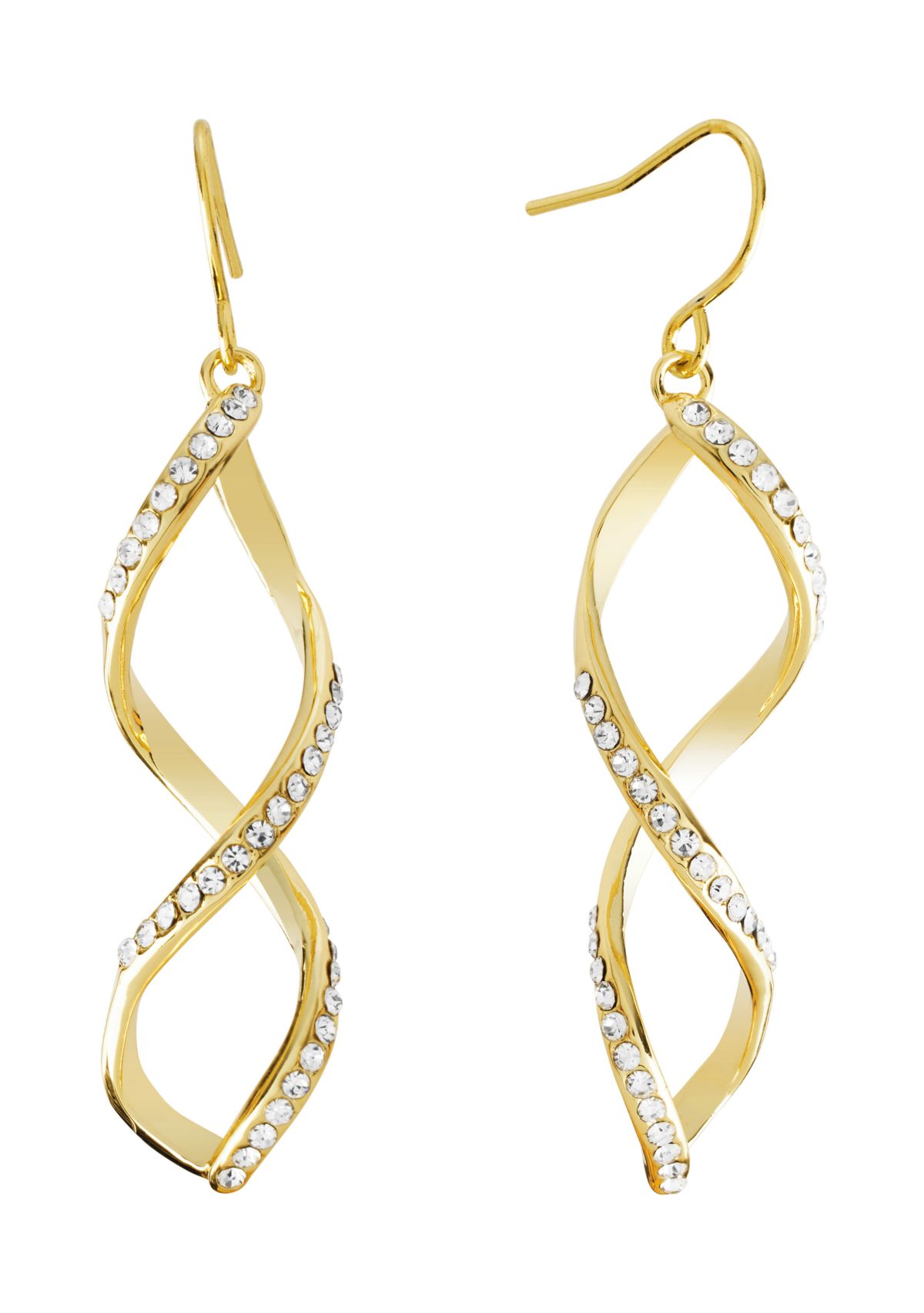 Gold Plated Crystal Spiral Drop Earrings