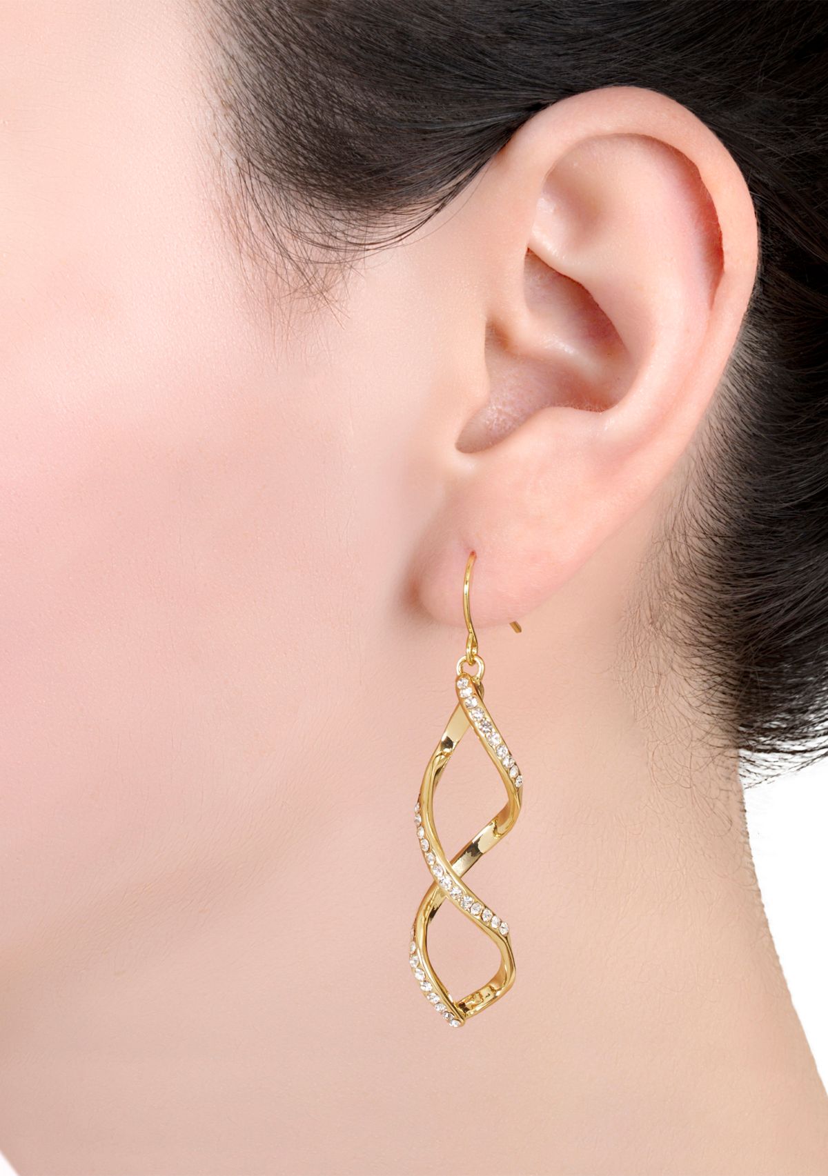 Gold Plated Crystal Spiral Drop Earrings