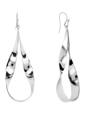 Belk Silverworks Silver Plated Wavy Drop Earrings