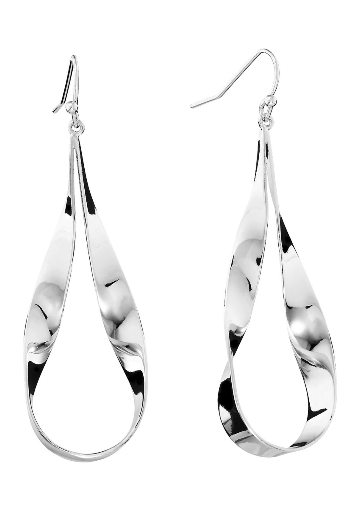 Silver Plated Wavy Teardrop Drop Earrings