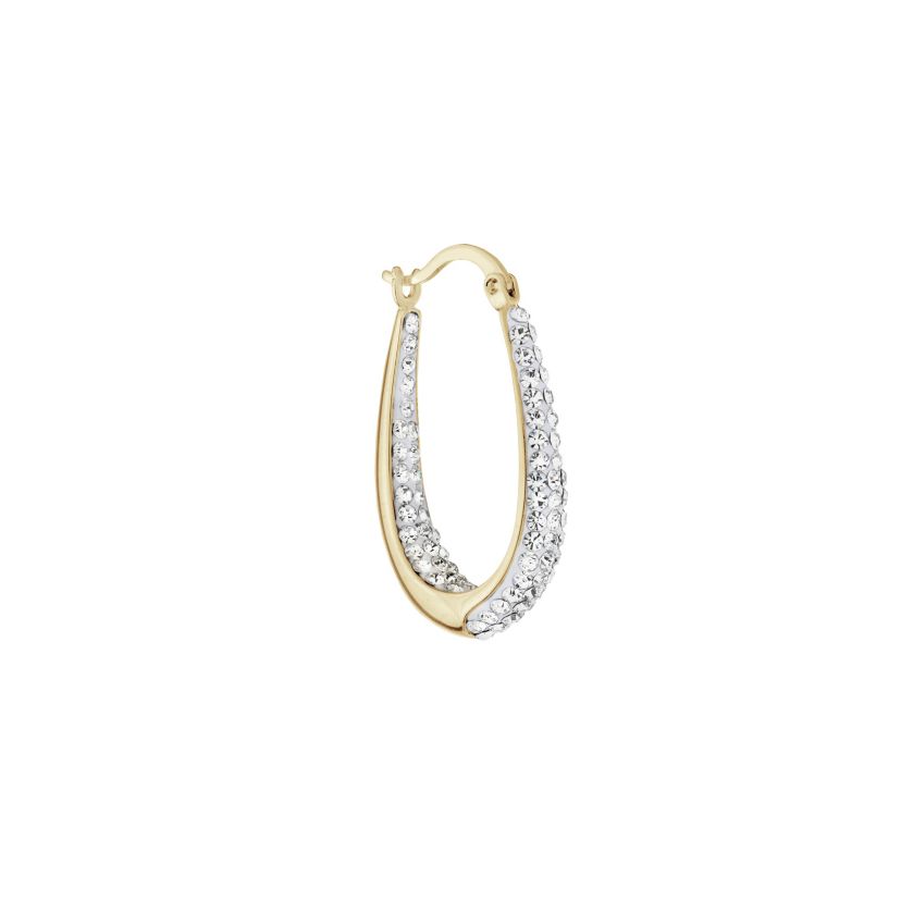 Gold Plated 1.1IN Crystal Inside and Out Oval Hoop Earrings