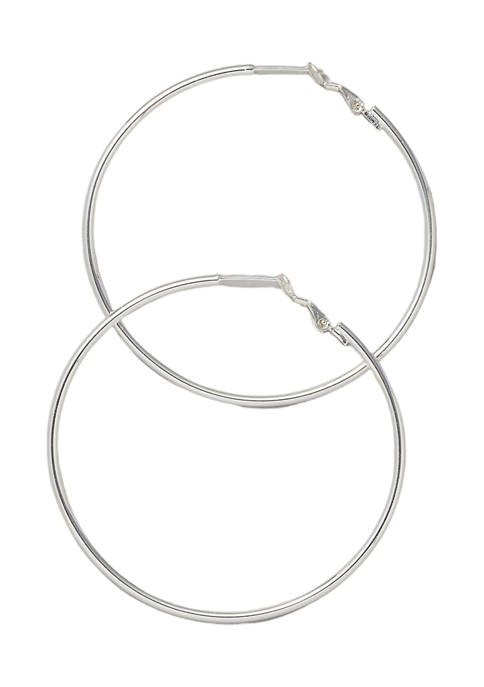 Fine Silver Plated Tube Hoops 