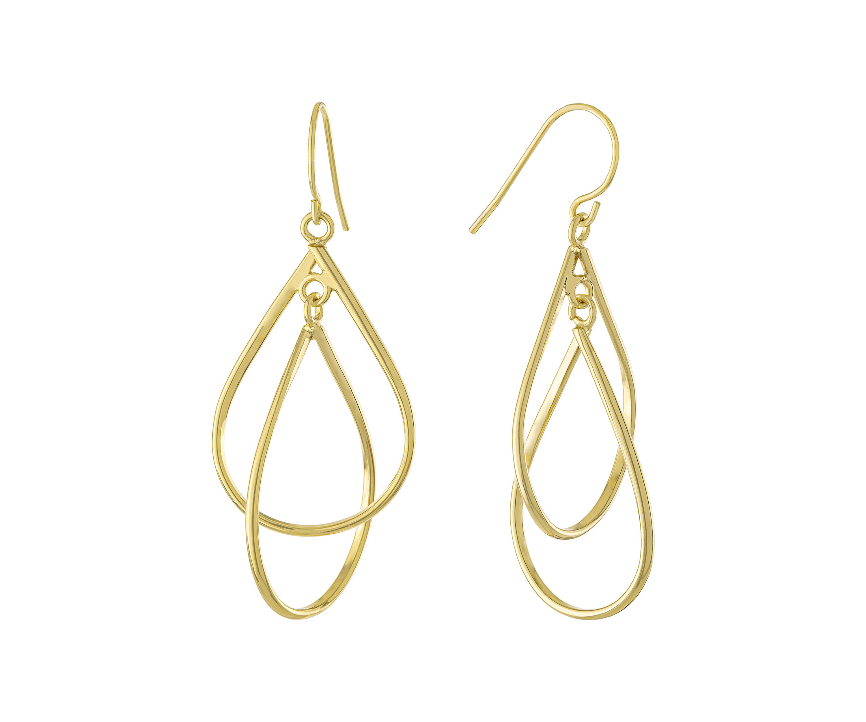 Gold Plated Double Twisted Teardrop Earrings 
