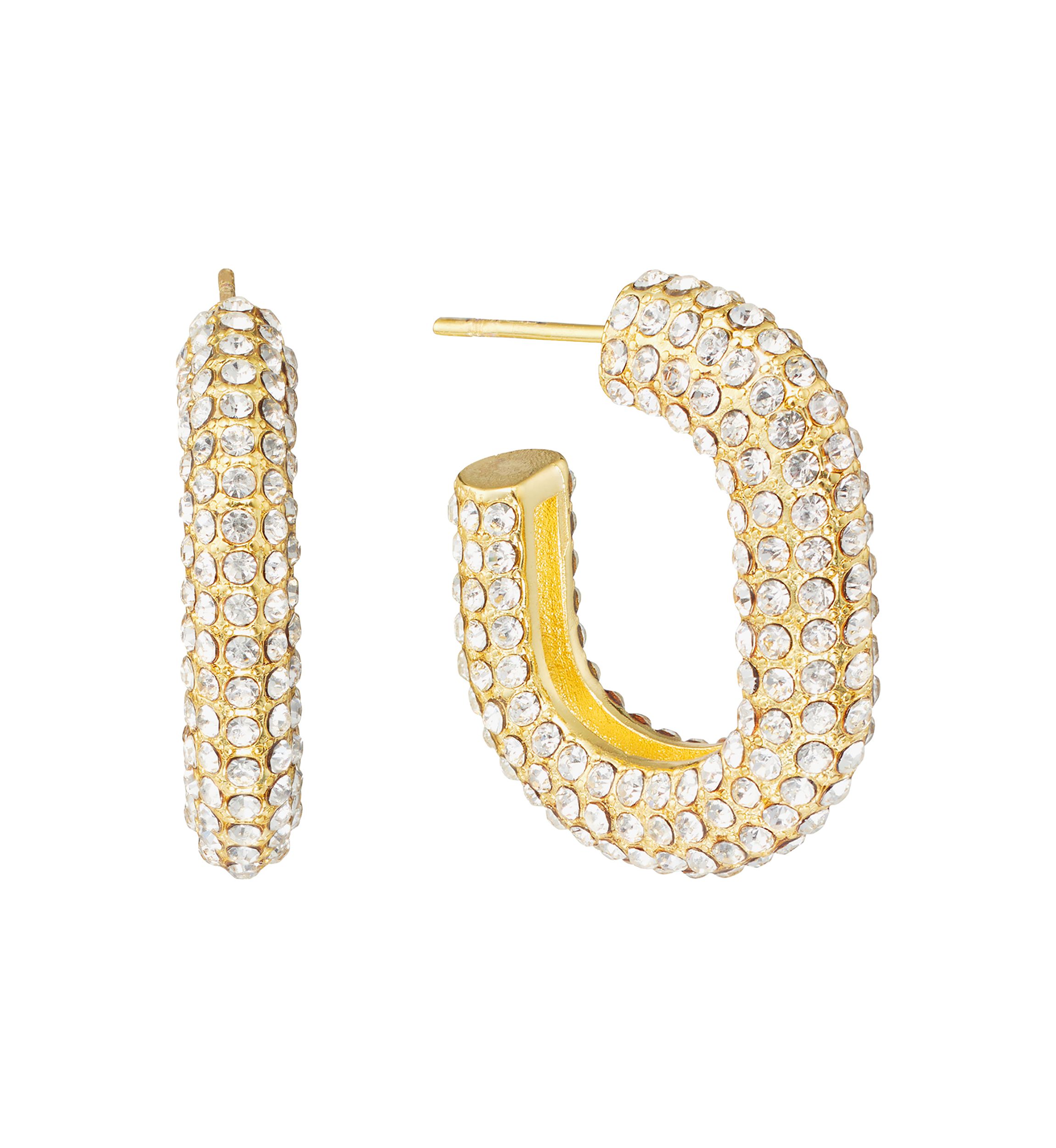 Crystal Pavé Chunky Oval Hoop Earrings