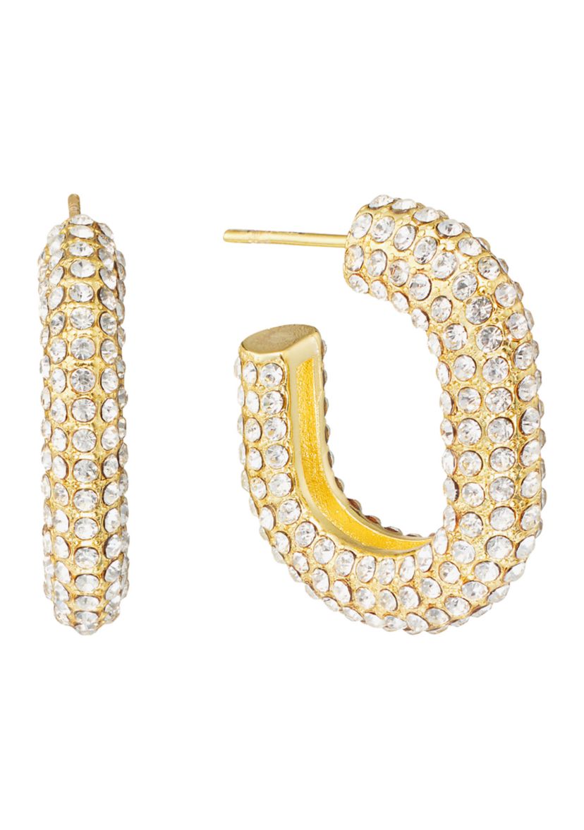 Crystal Pavé Chunky Oval Hoop Earrings