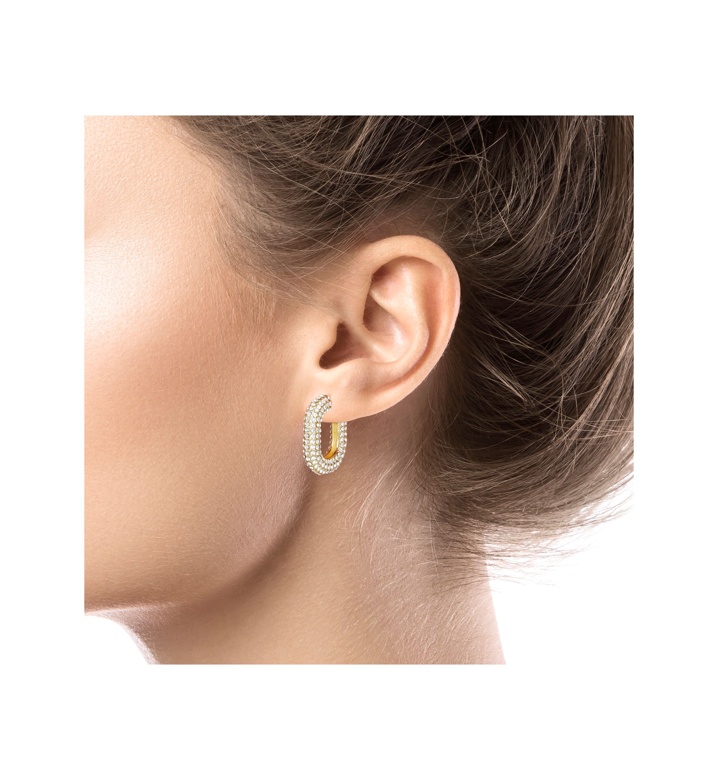 Crystal Pavé Chunky Oval Hoop Earrings