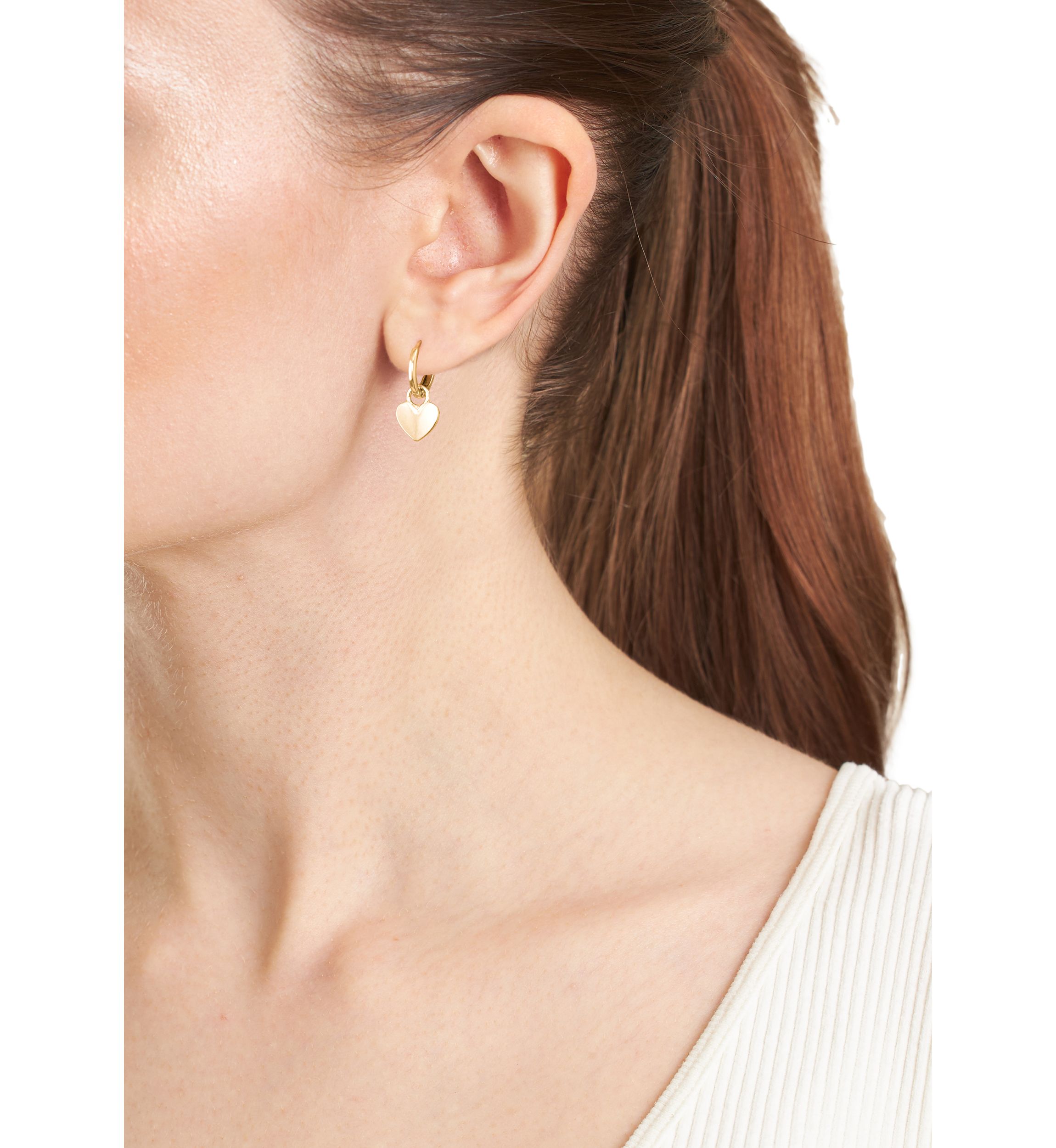 Heart Charm Hinge Hoop Earrings