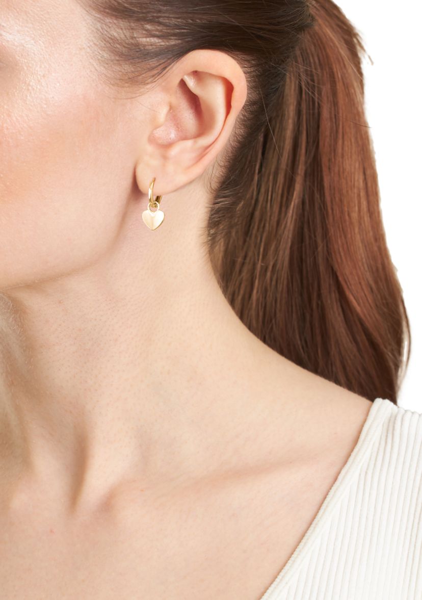 Heart Charm Hinge Hoop Earrings