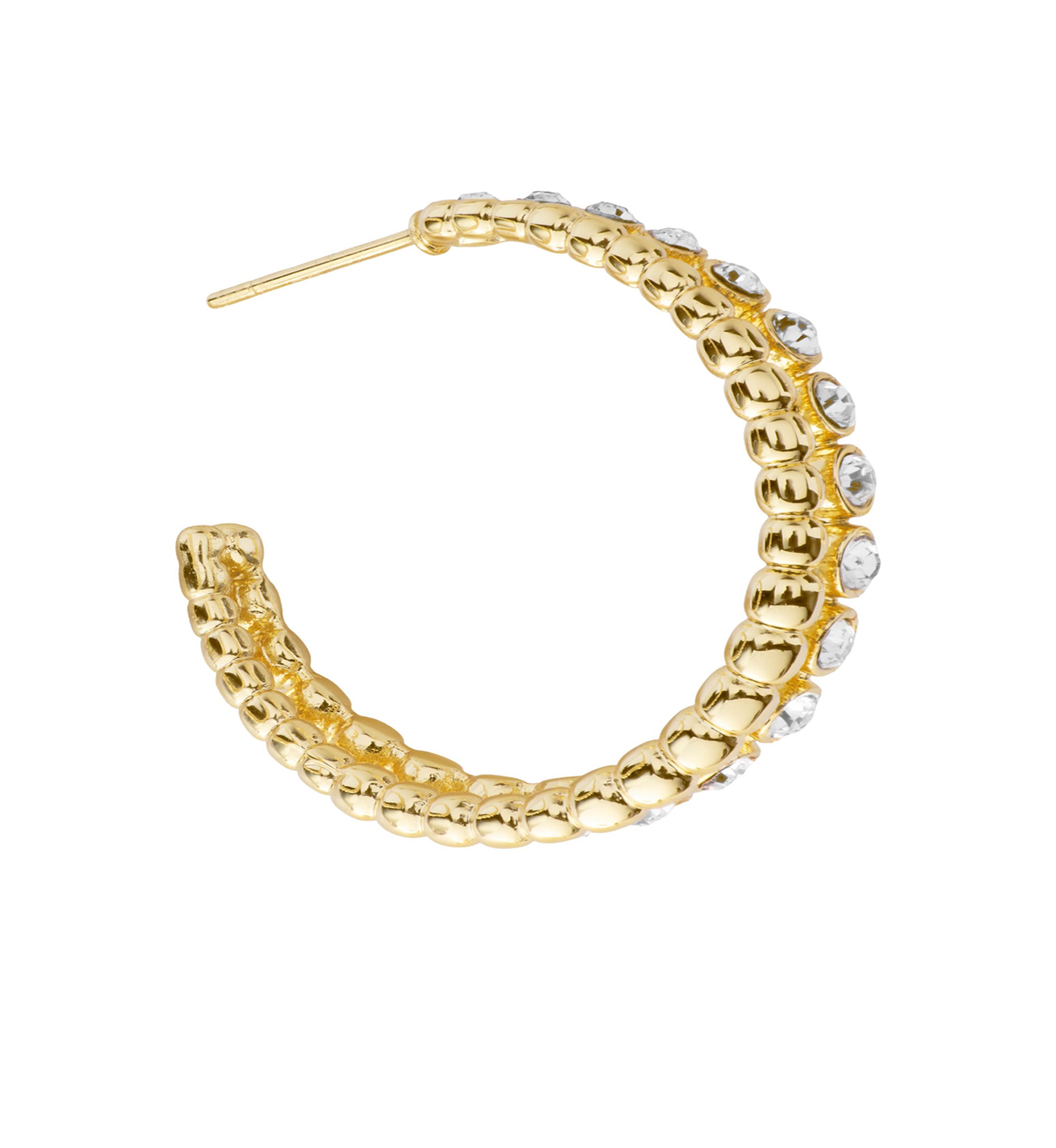 Crystal Bezel Pave Double Hoop Earrings