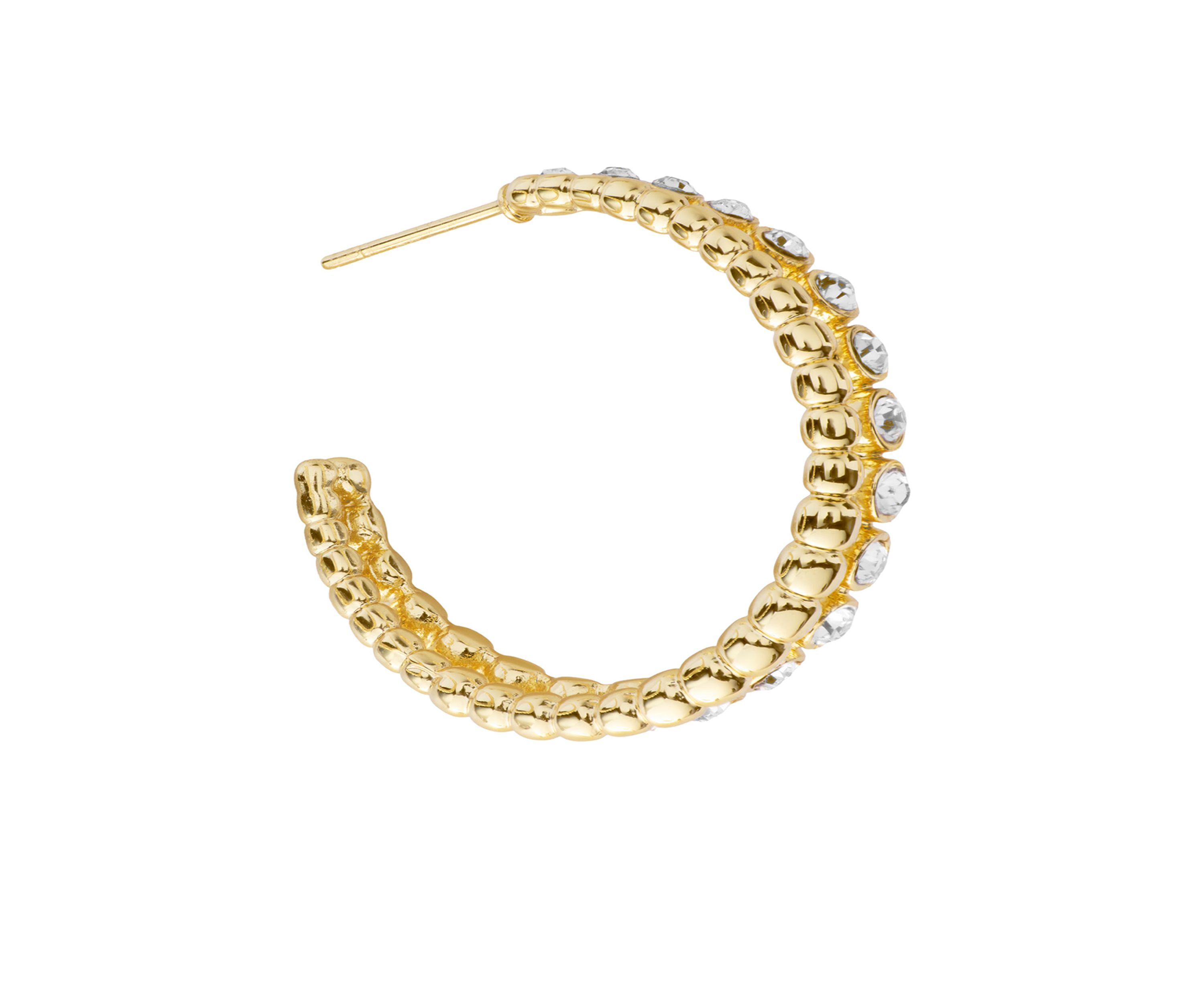 Crystal Bezel Pave Double Hoop Earrings