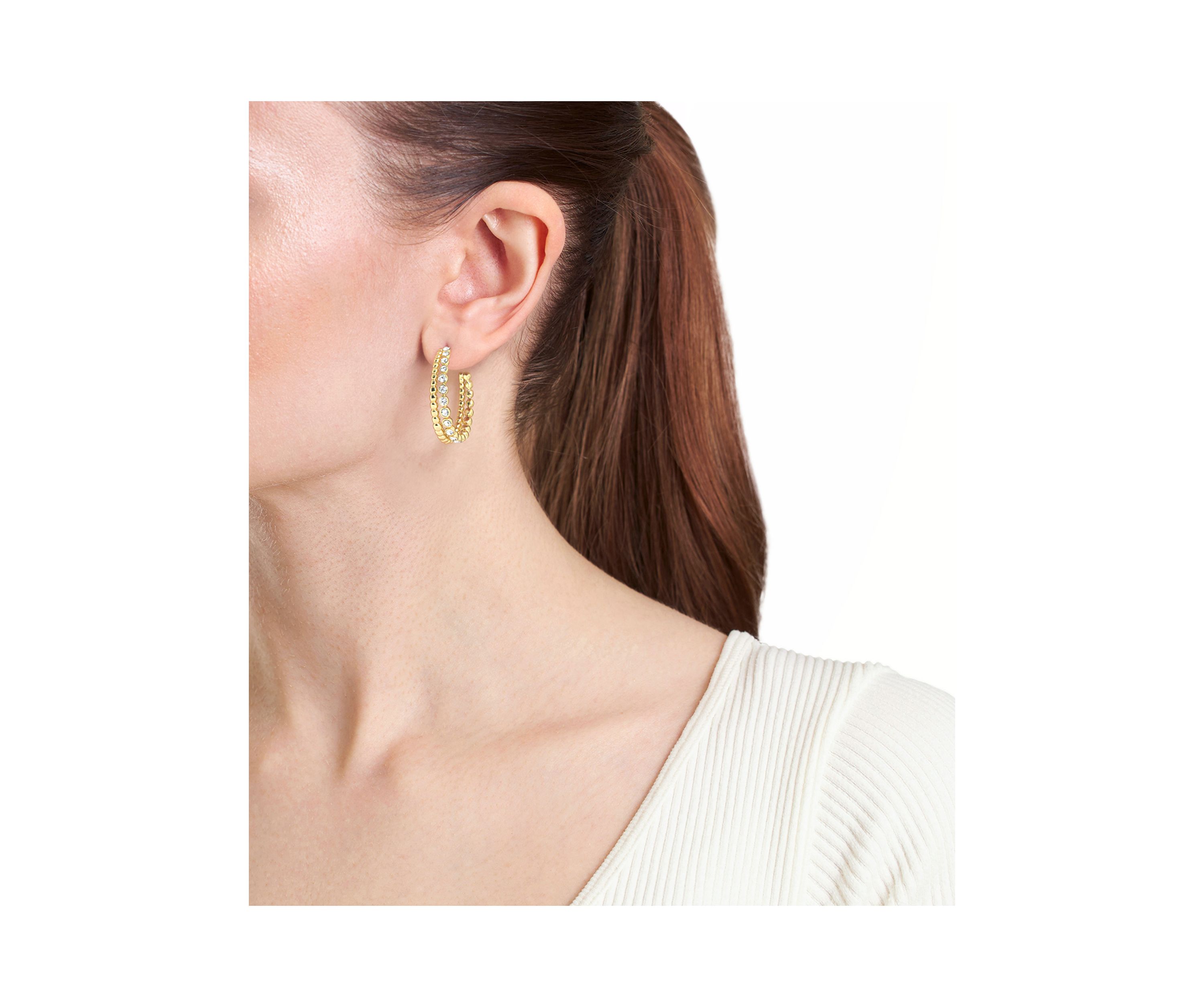 Crystal Bezel Pave Double Hoop Earrings