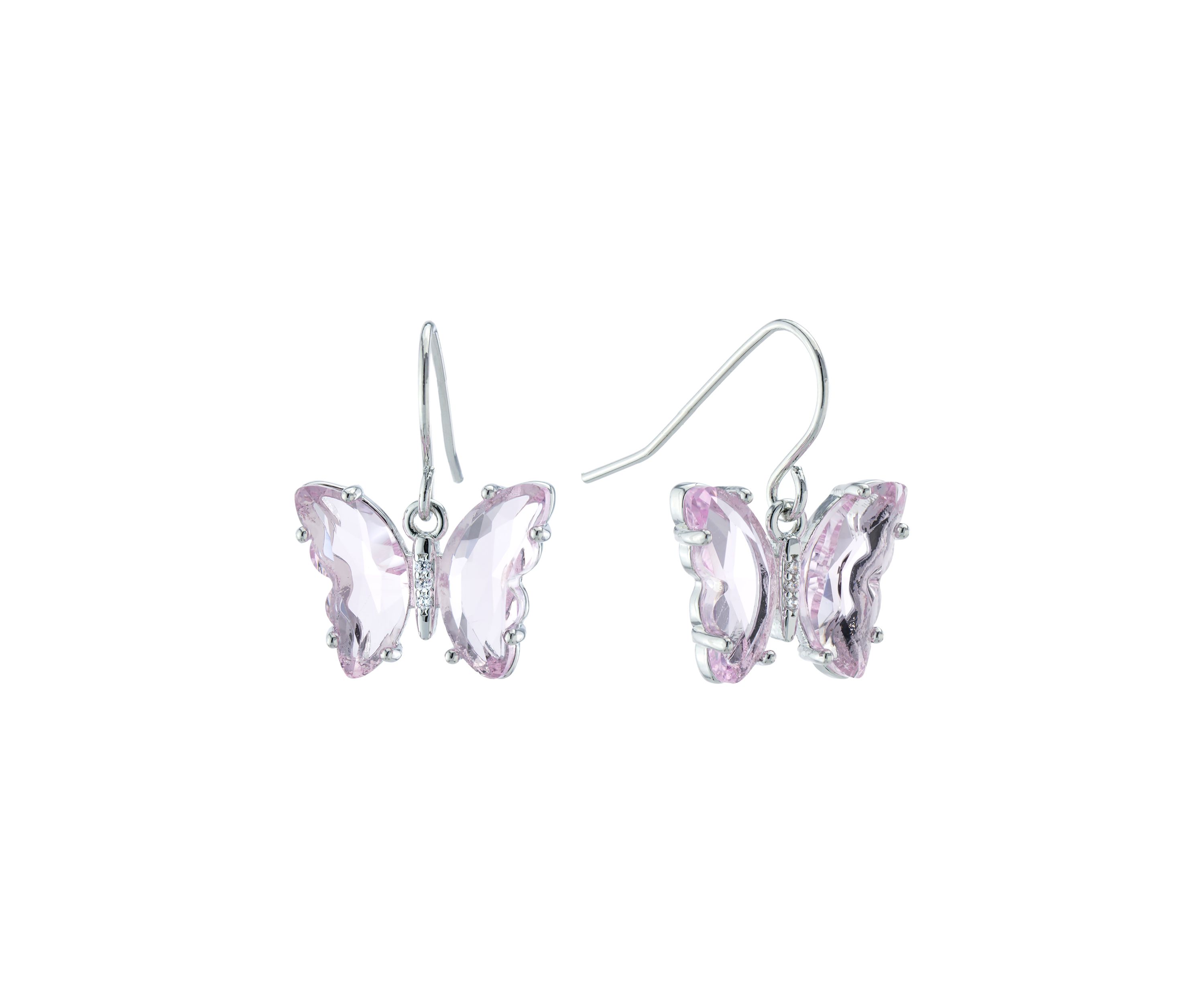 Silver Plated Crystal Butterfly Drop Earrings