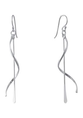 Belk Silverworks Silver Plated 2.5" Long Drop with Helix Twist Drop Earrings