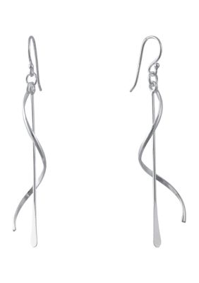 Fine Silver Plated 2.5" Long Drop with Helix Twist Drop Earrings