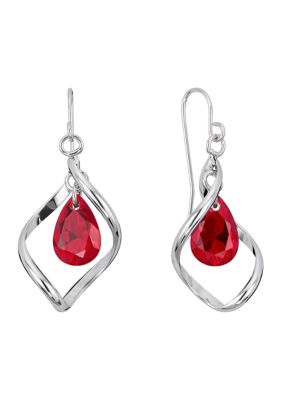 Belk Silverworks Sterling Silver Crystal Open Arabesque Twist Drop Earrings