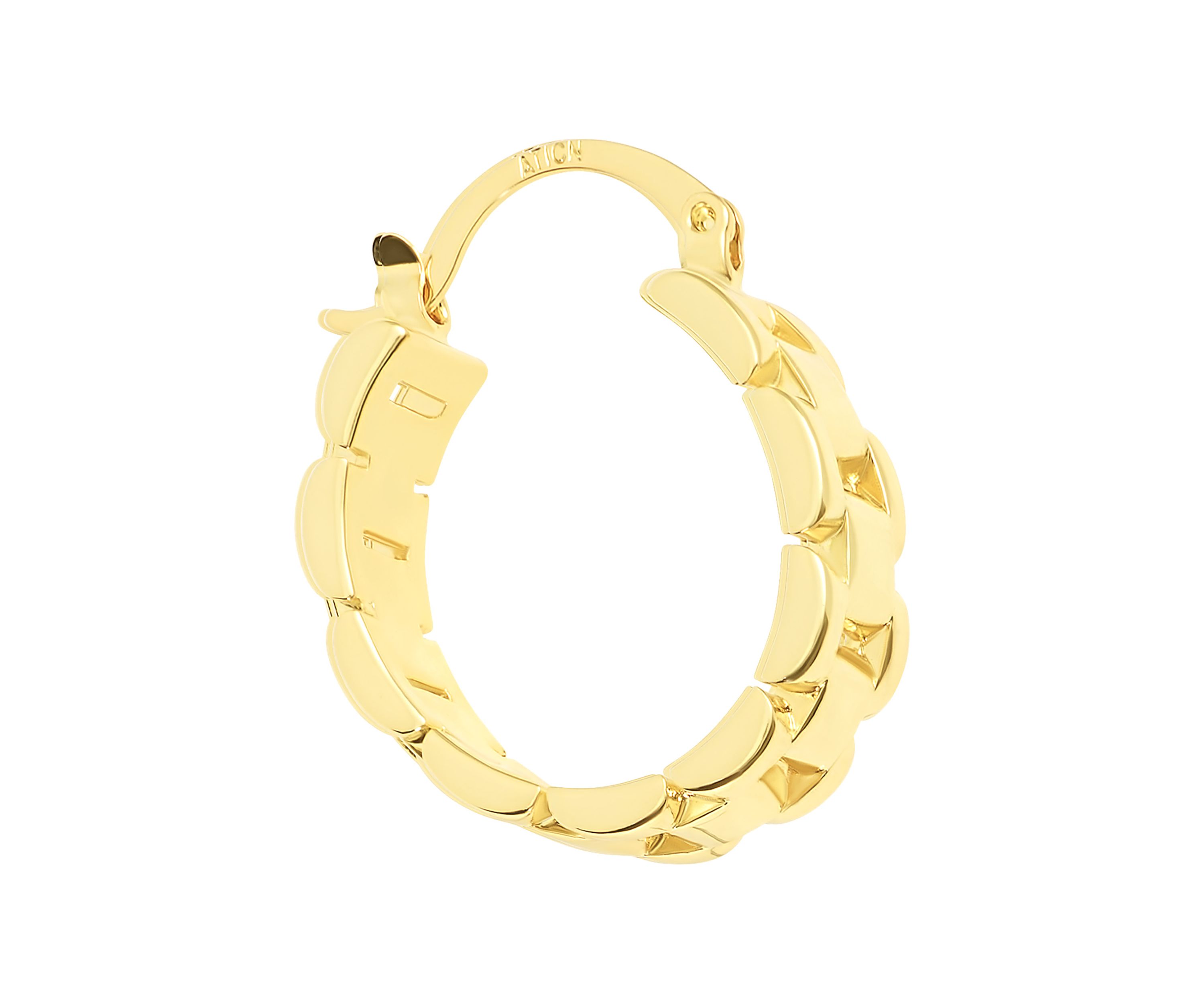 Gold Plated Thick Link Click Top Hoop Earrings