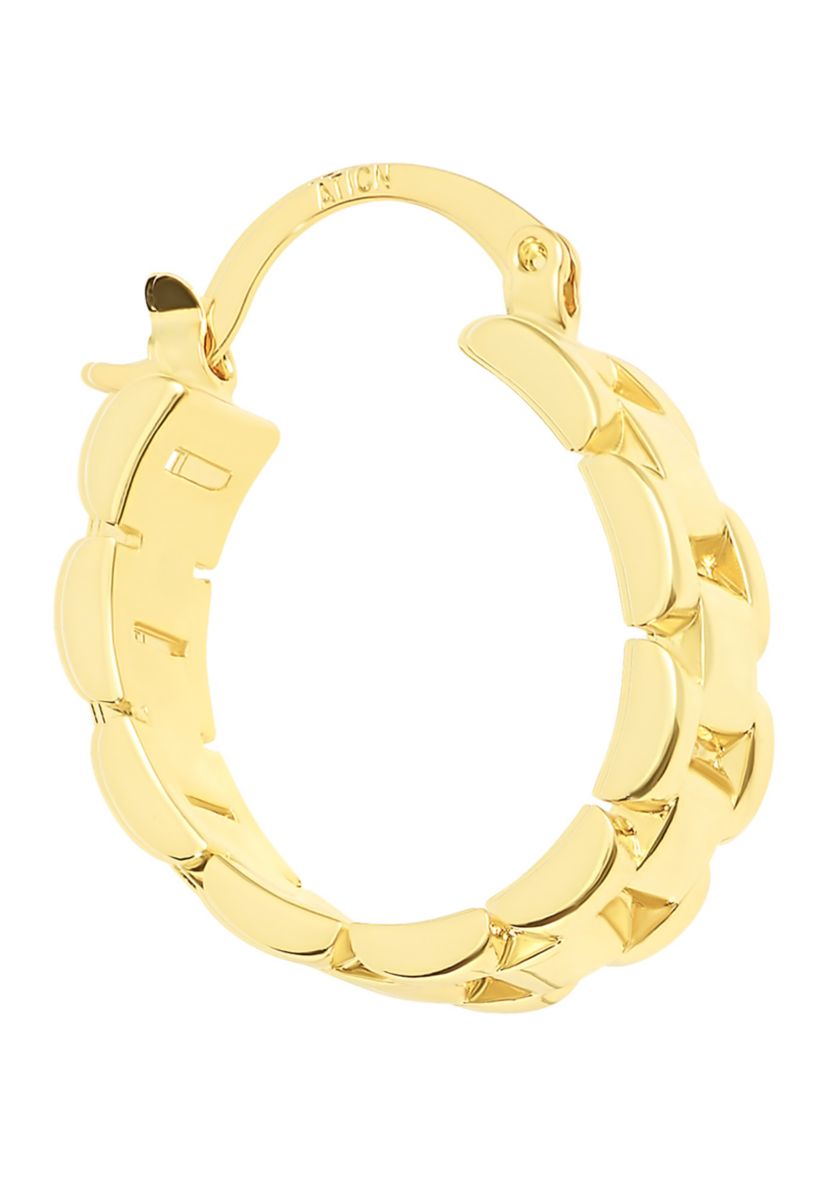 Gold Plated Thick Link Click Top Hoop Earrings