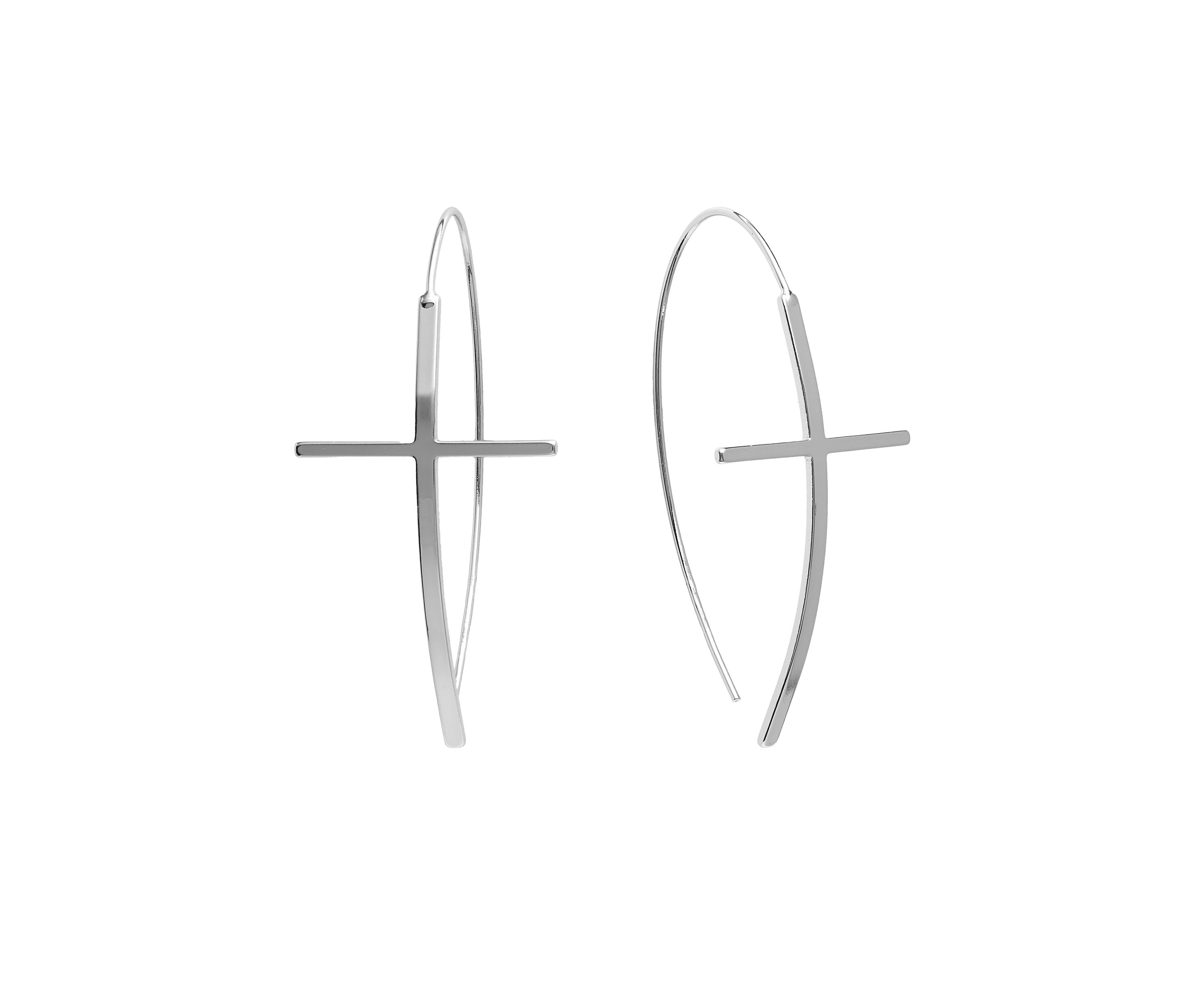  Cross Marquise Wire Drop Earrings