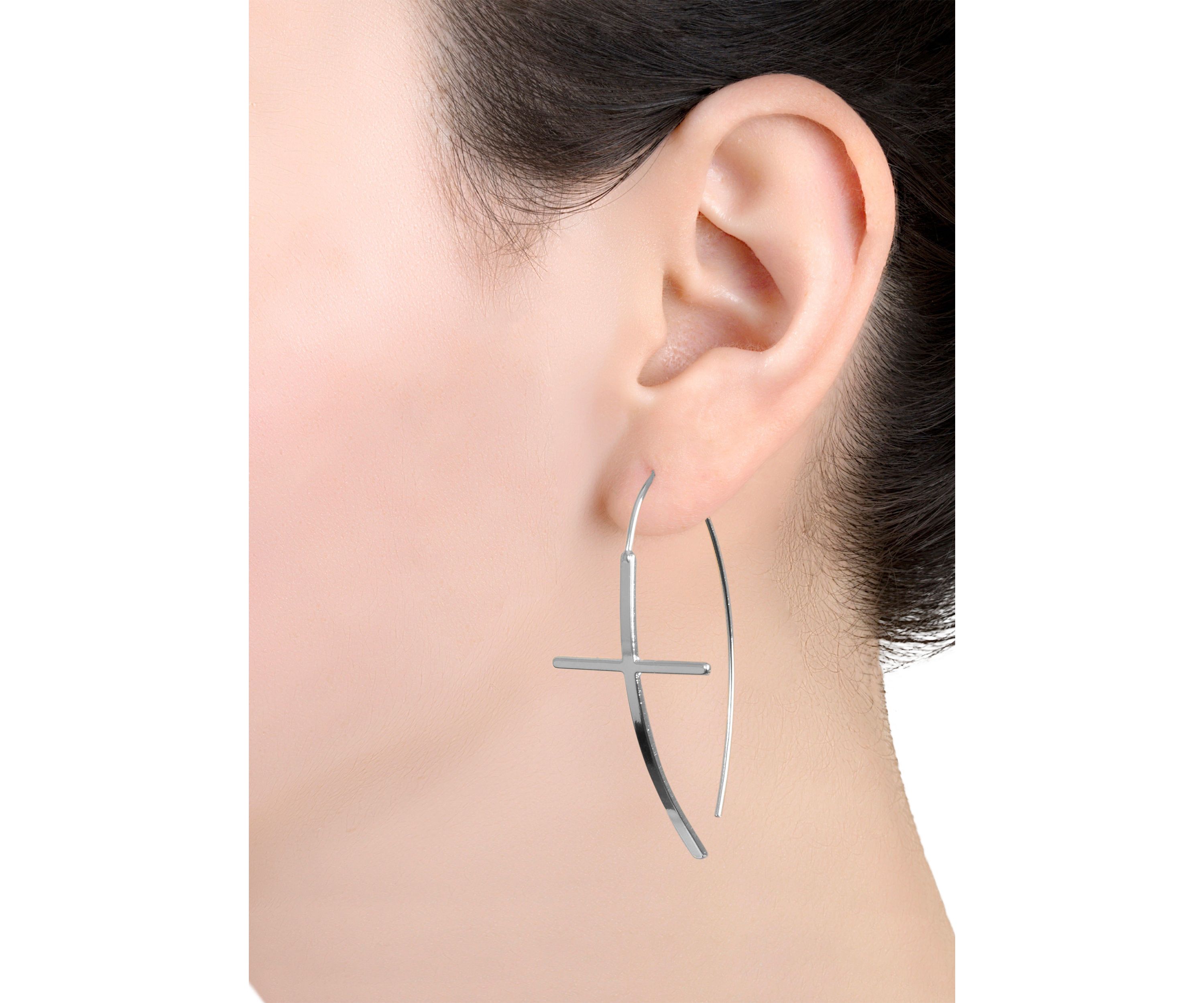  Cross Marquise Wire Drop Earrings
