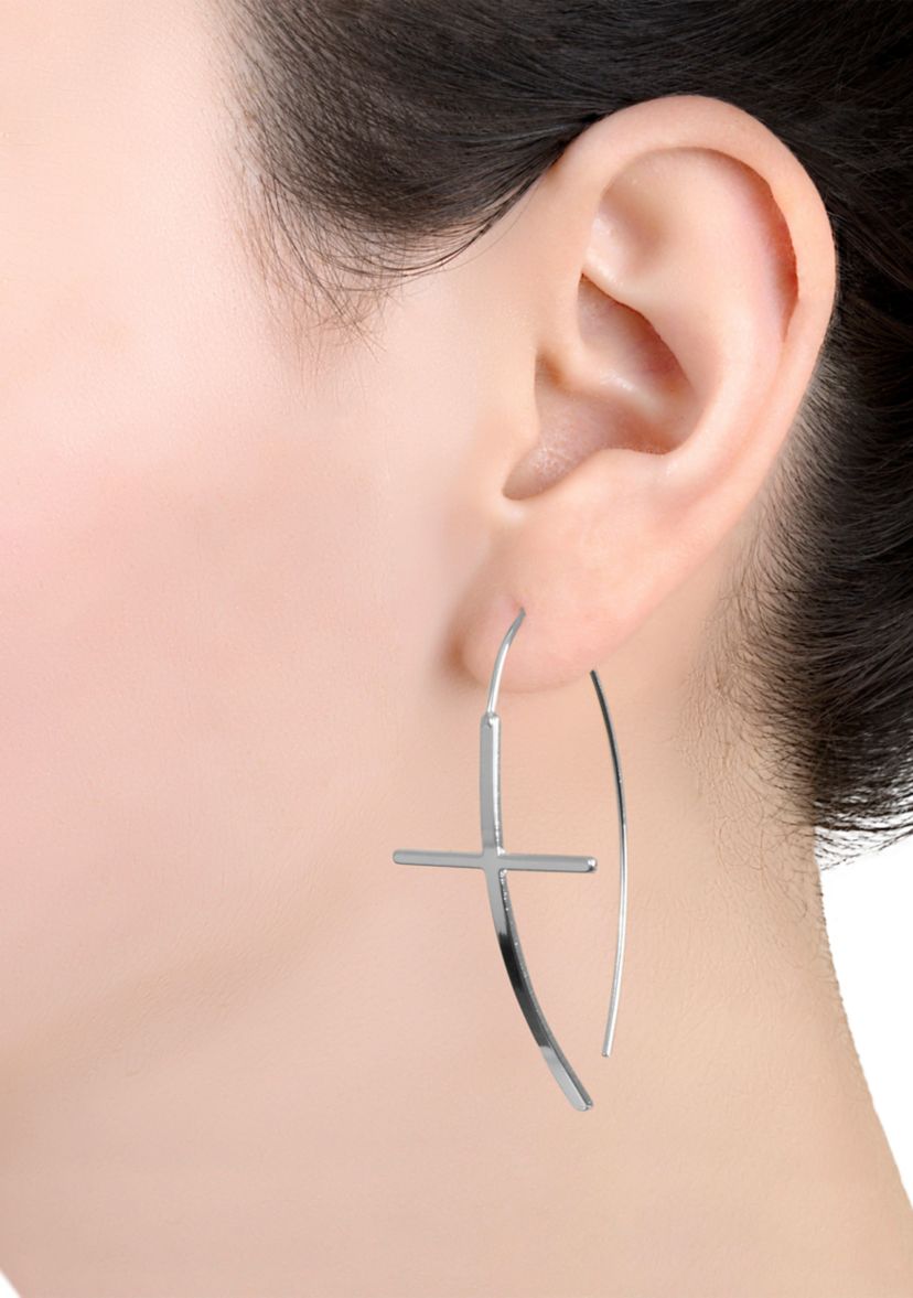  Cross Marquise Wire Drop Earrings