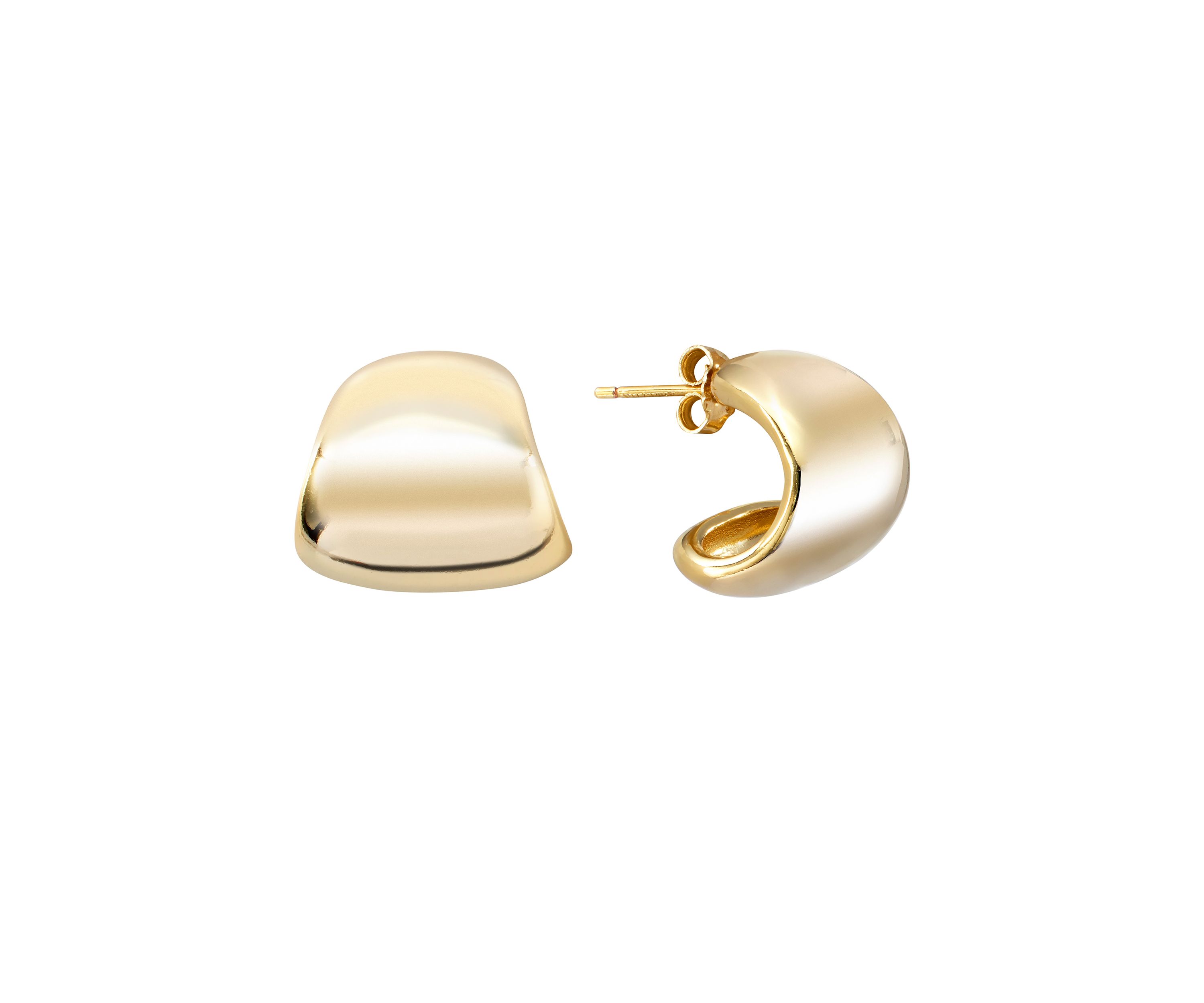 Gold Plated Dome Post Hoop Earrings