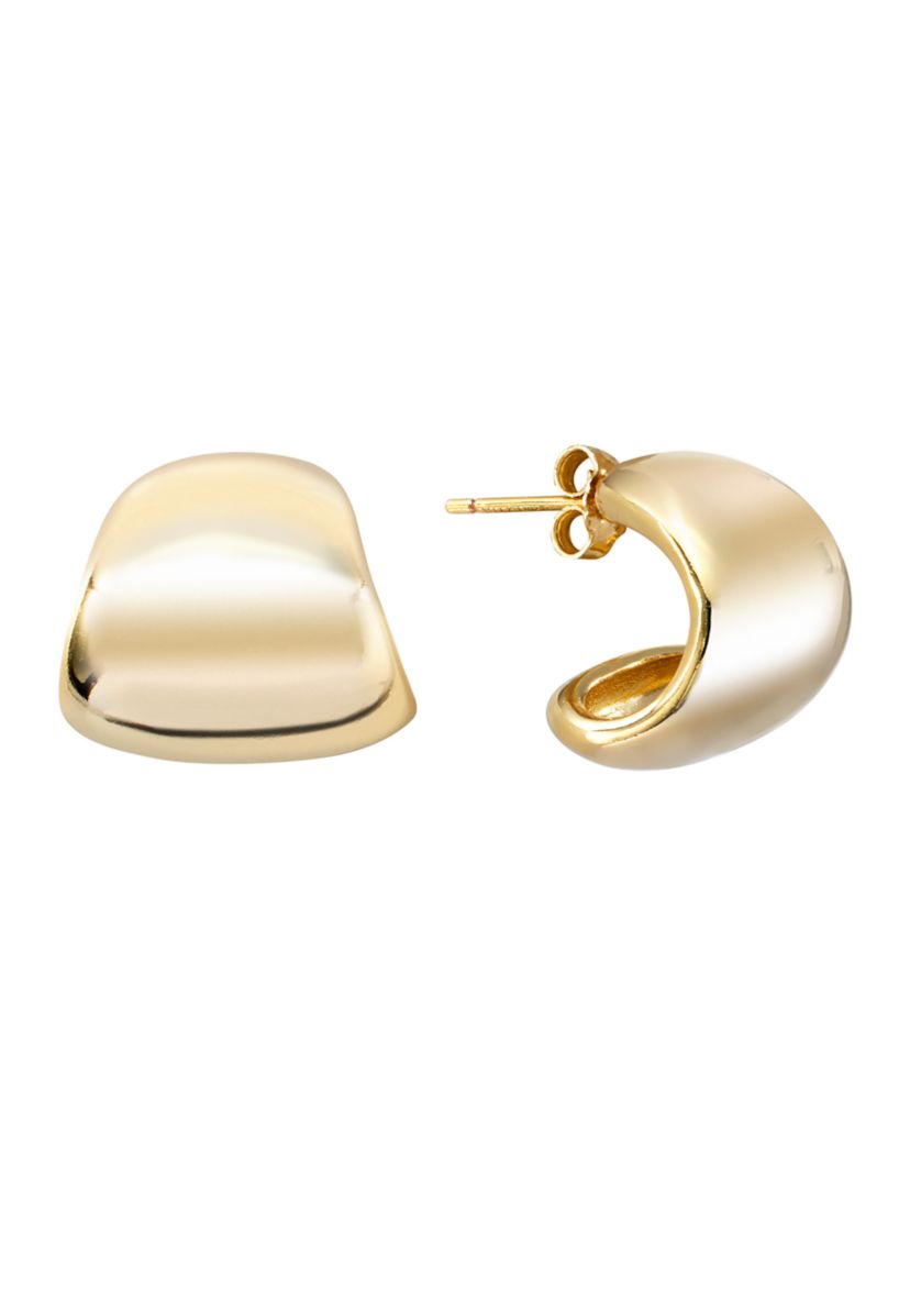 Gold Plated Dome Post Hoop Earrings