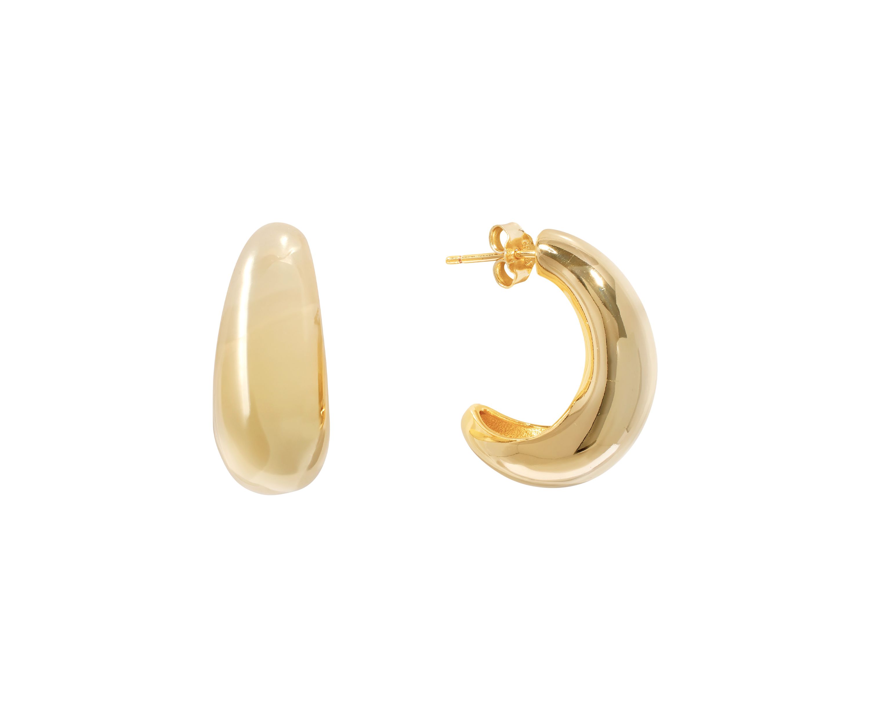 Gold Plated 1" Chunky J Post Hoop Earrings