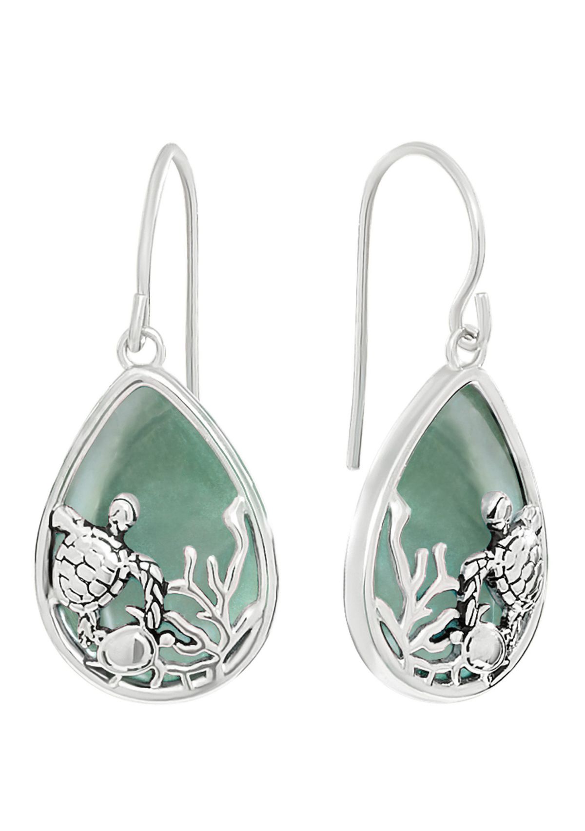 Green Aventurine Turtle Teardrop Earrings