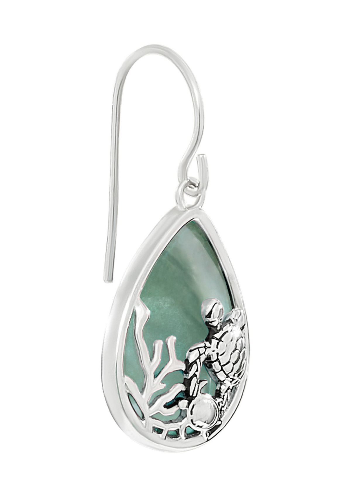 Green Aventurine Turtle Teardrop Earrings