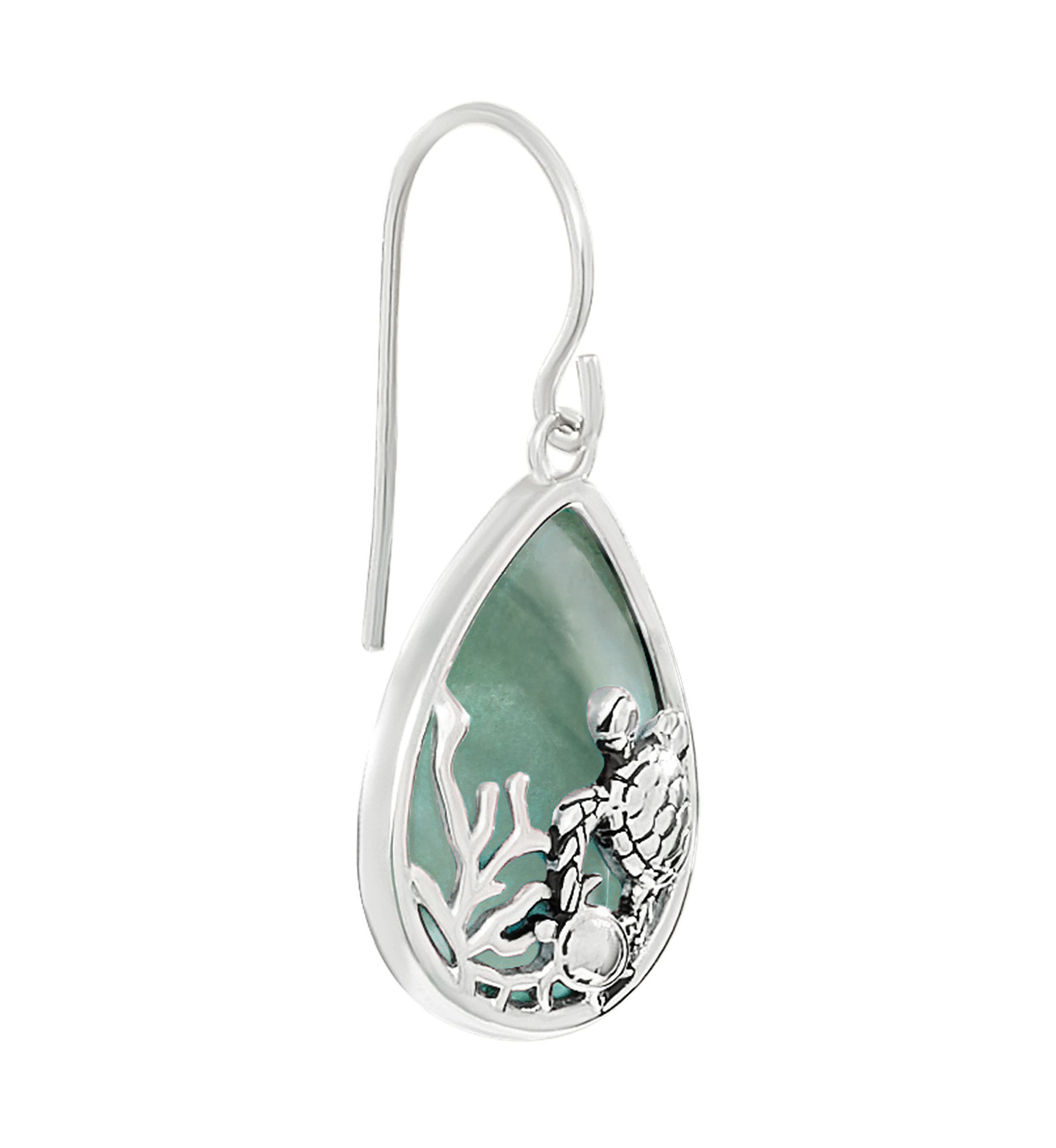 Green Aventurine Turtle Teardrop Earrings