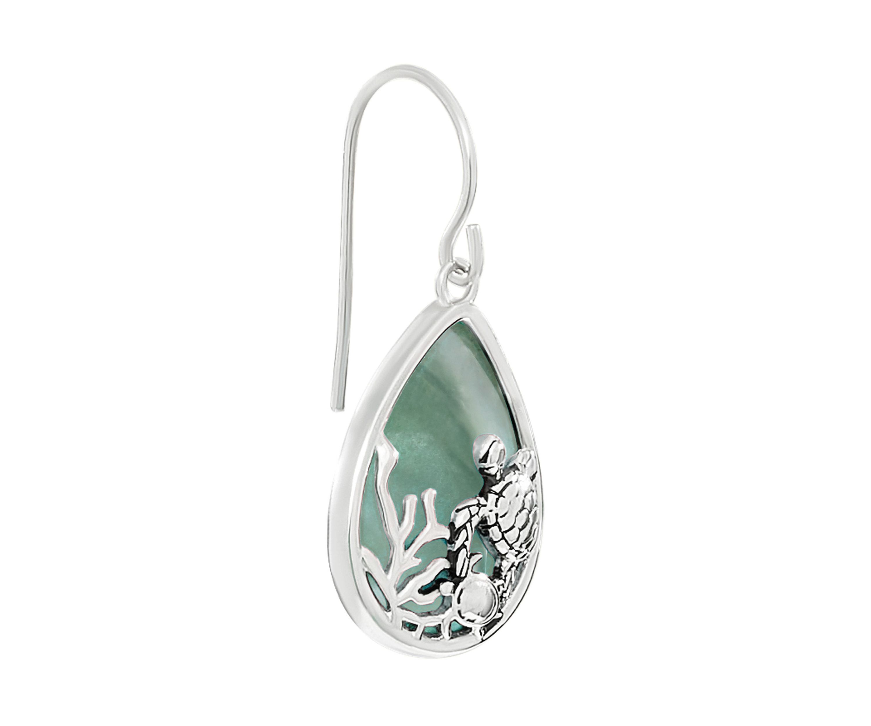 Green Aventurine Turtle Teardrop Earrings