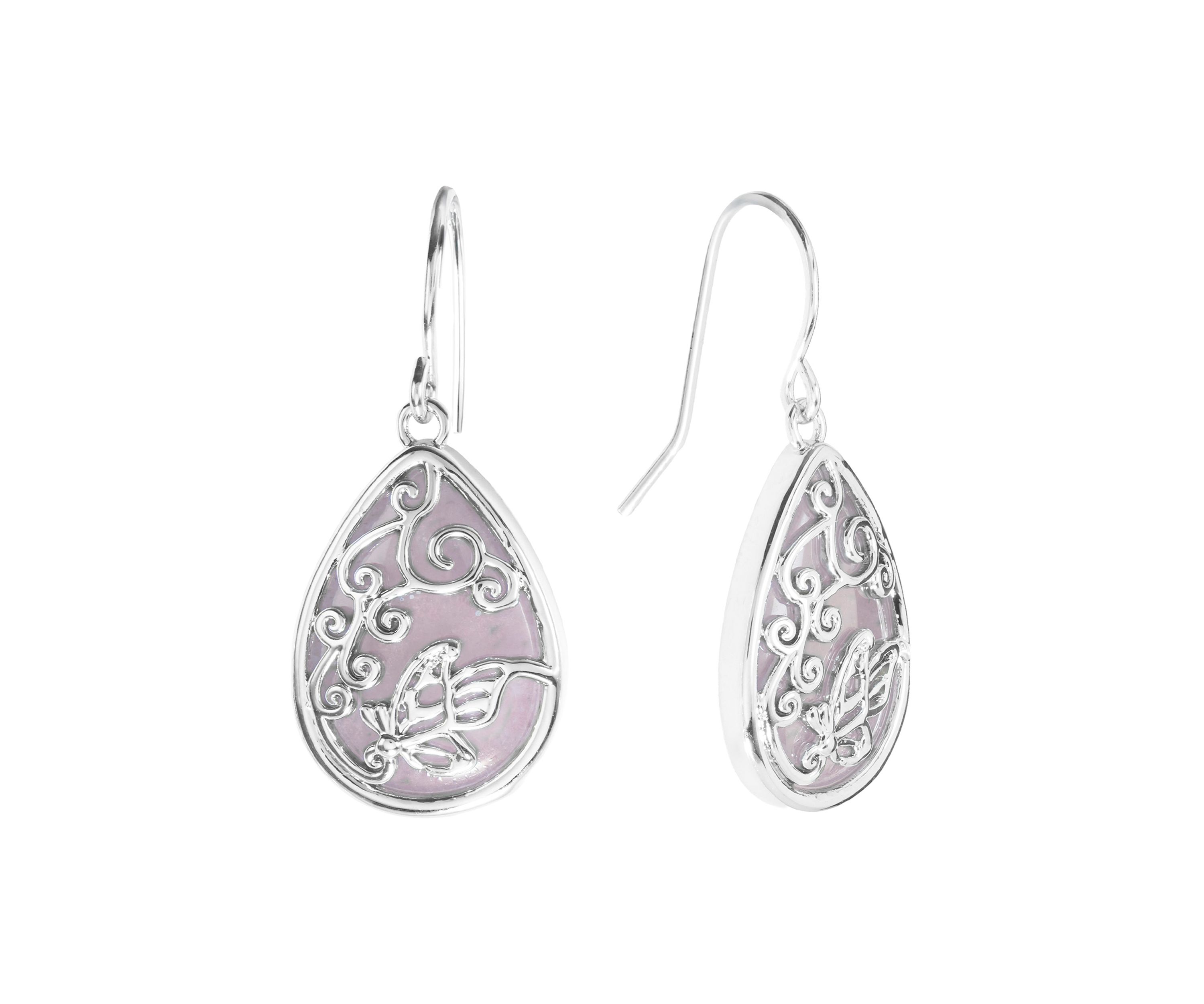  Rose Quartz Butterfly Teardrop Earrings