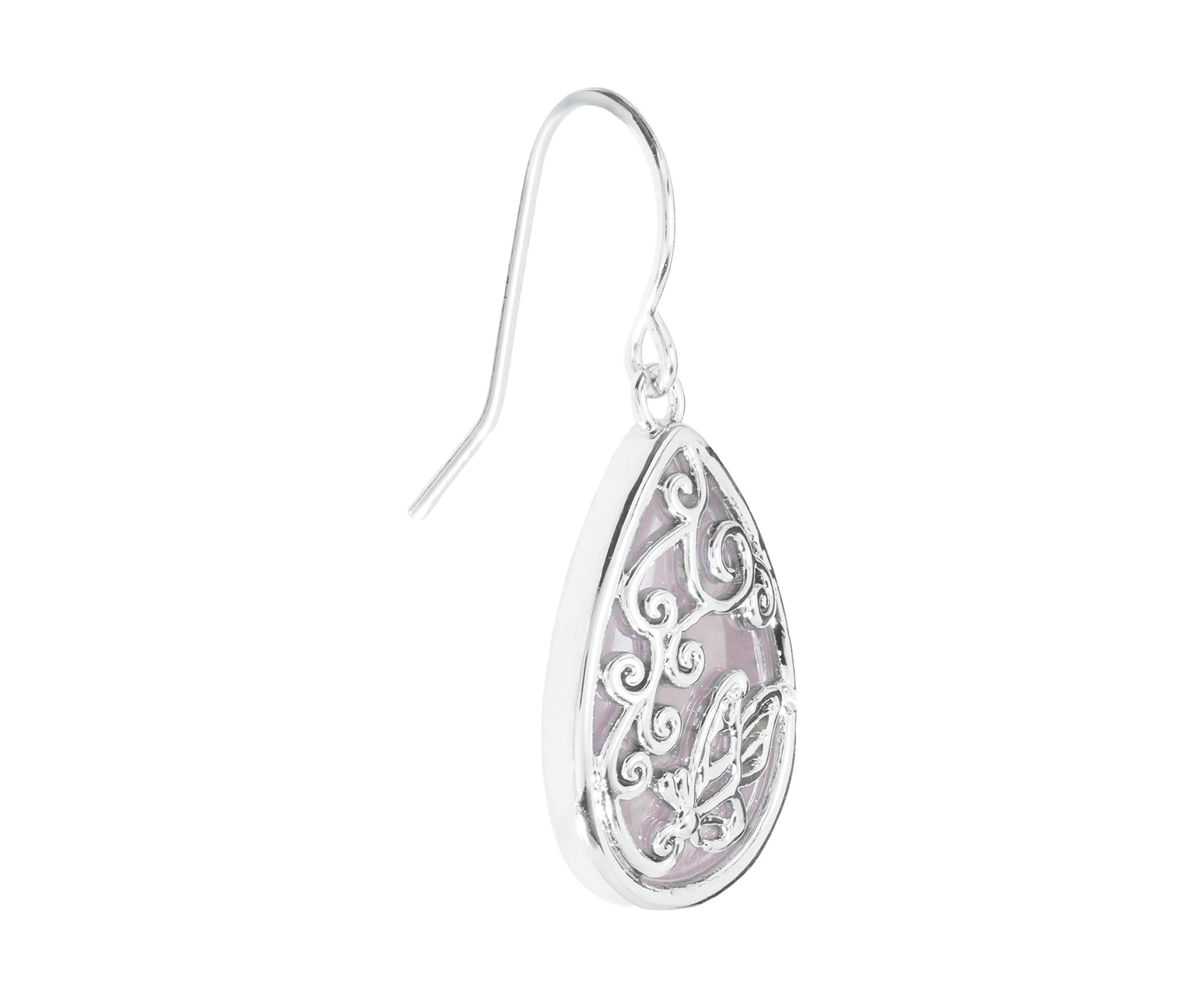  Rose Quartz Butterfly Teardrop Earrings