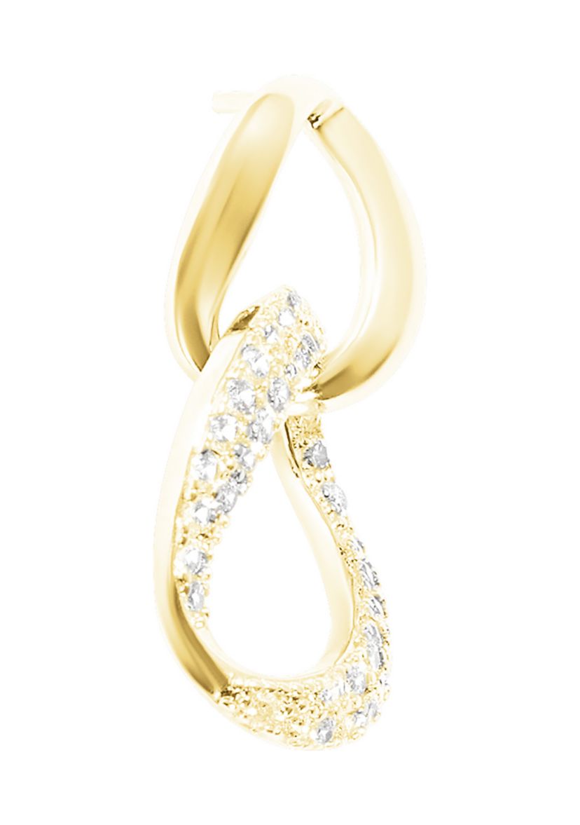 Gold Plated Cubic Zirconia Double Chain Link Drop Earrings