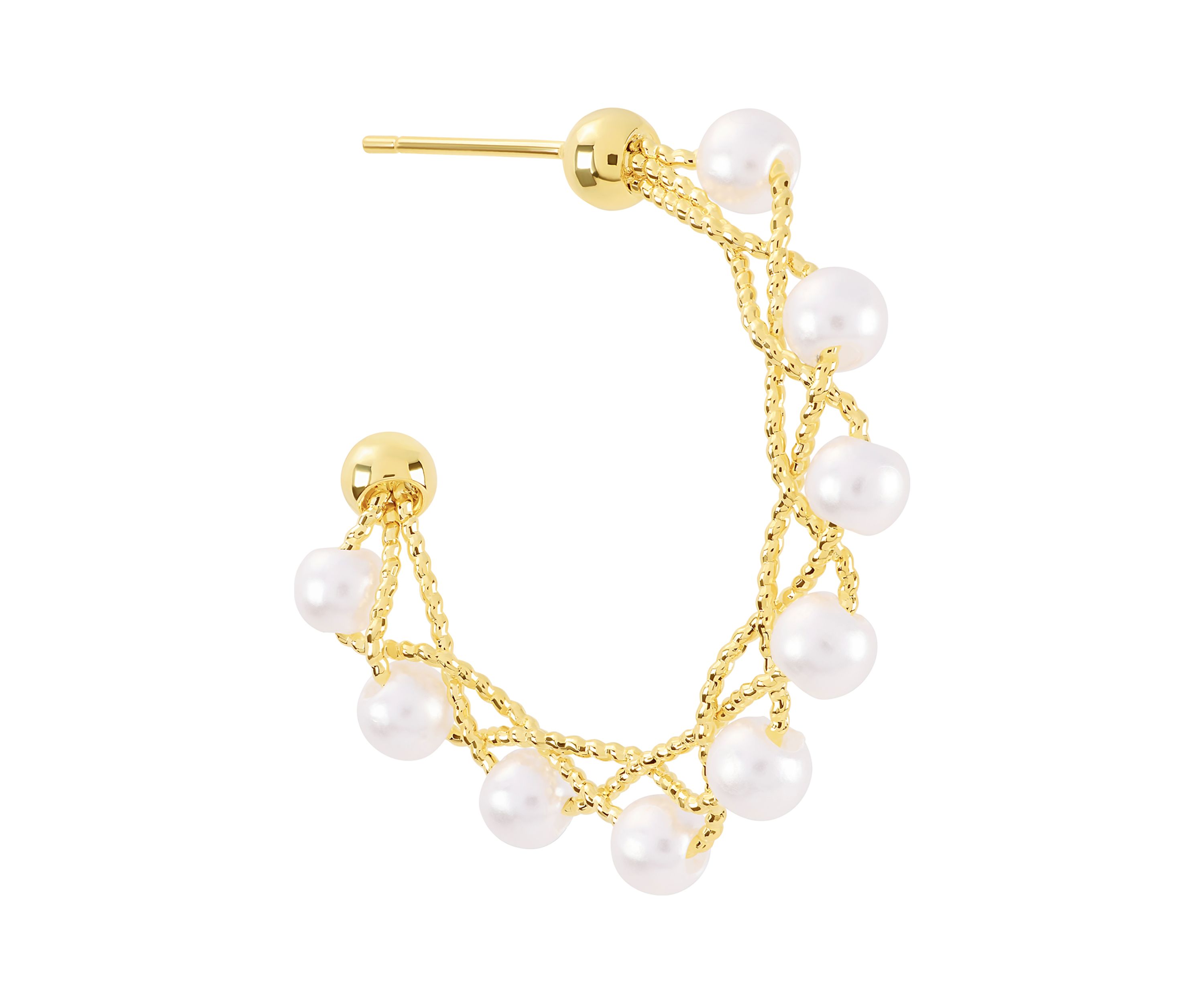 Gold Plated 30mm Simulated Pearls Twisted Hoop Earrings