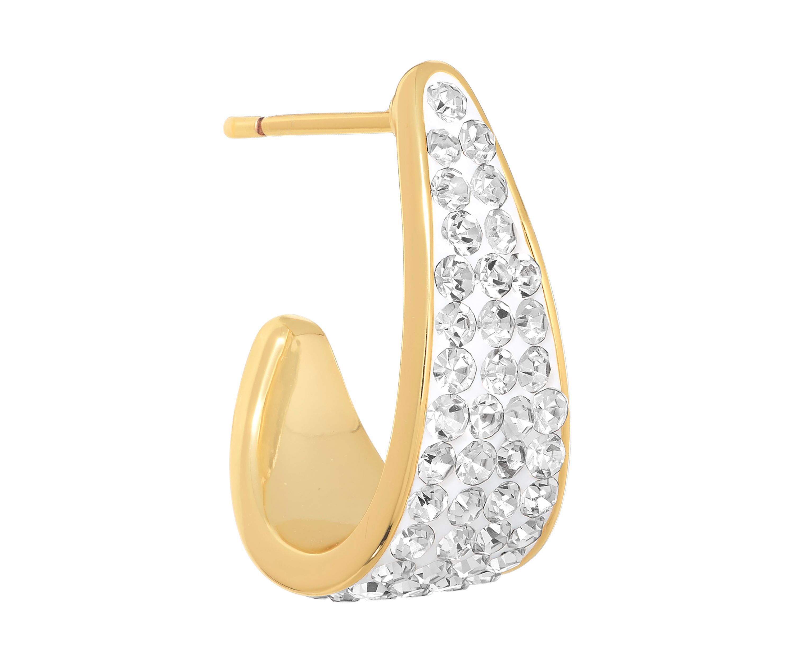 Gold Plated Crystal Pavé J Hoop Earrings