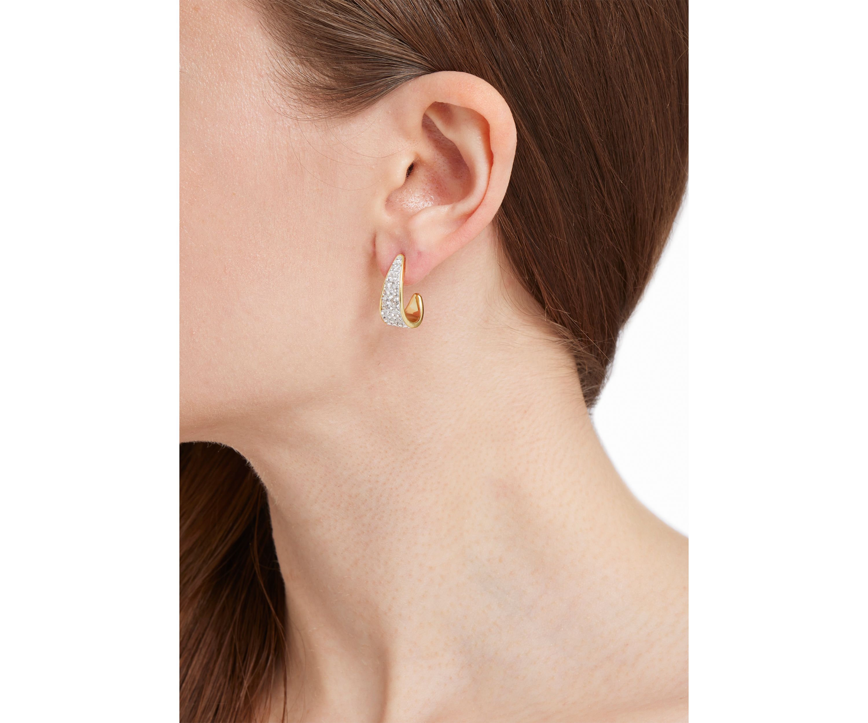 Gold Plated Crystal Pavé J Hoop Earrings