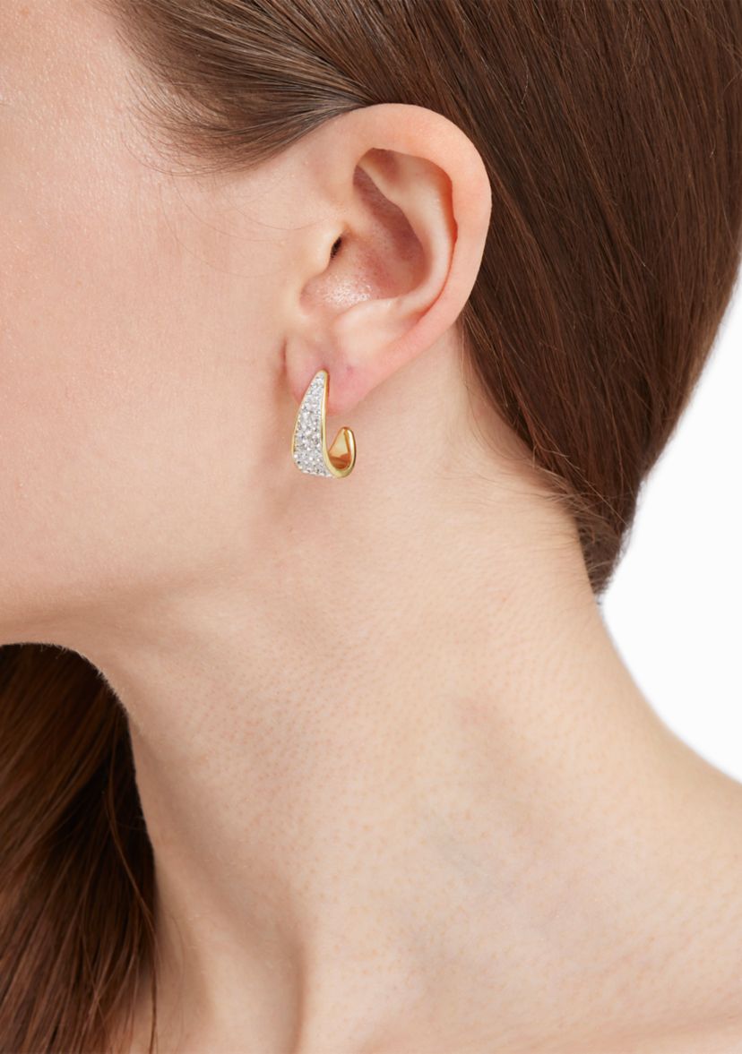 Gold Plated Crystal Pavé J Hoop Earrings