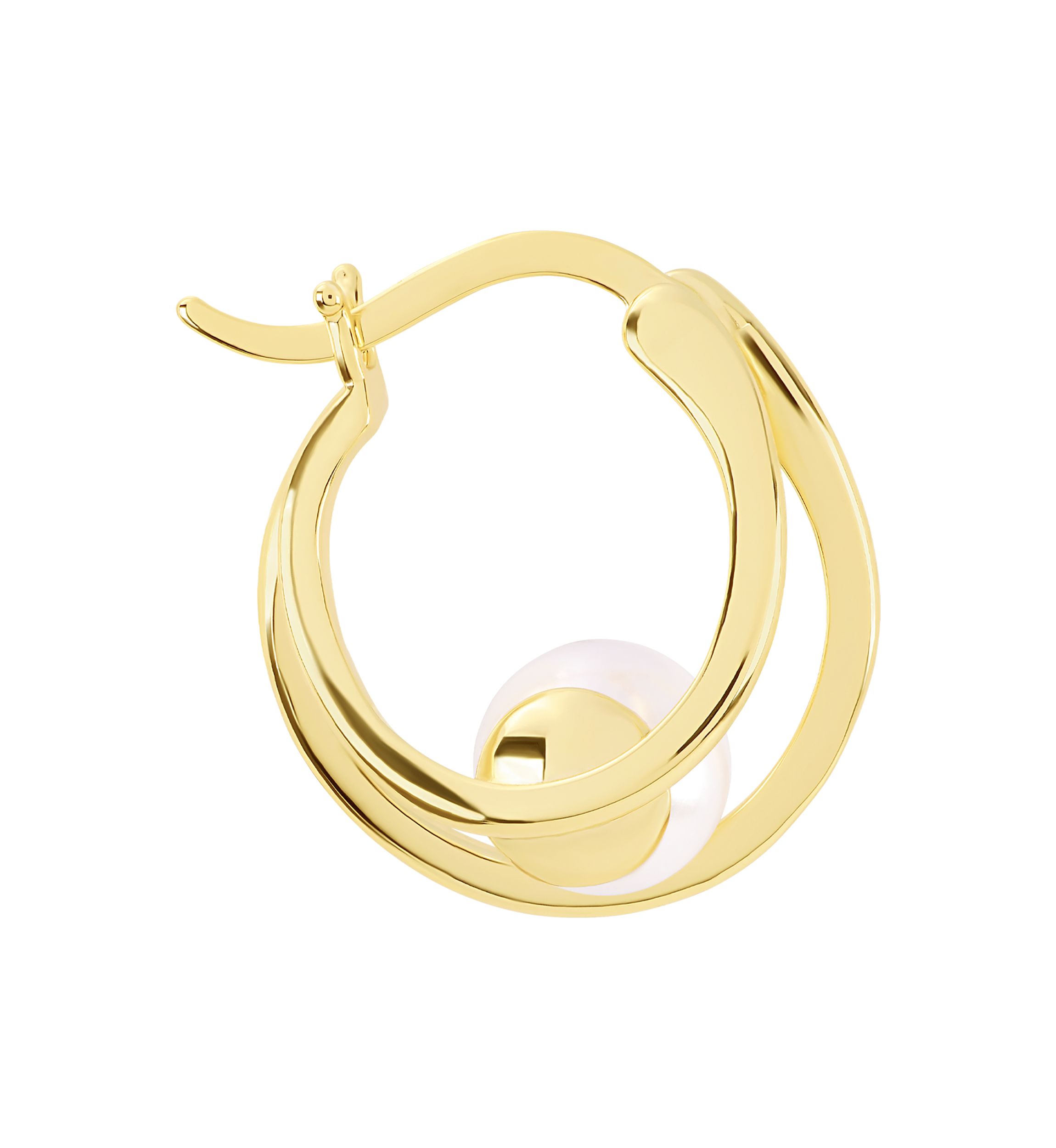 Gold Plated 18mm Simulated Pearl Orbit Hoop Earrings