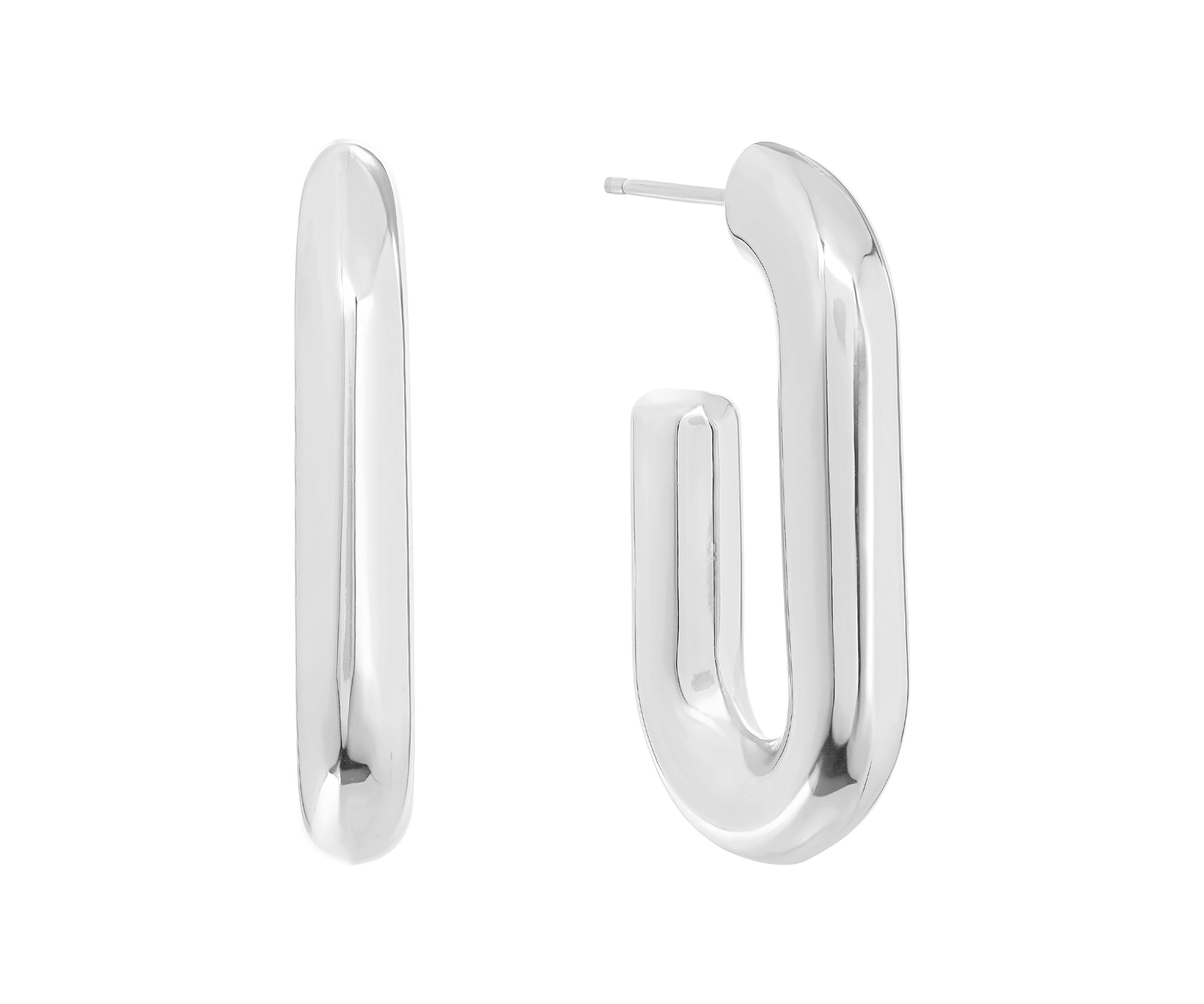 Plated Elongated Post Hoop Earrings