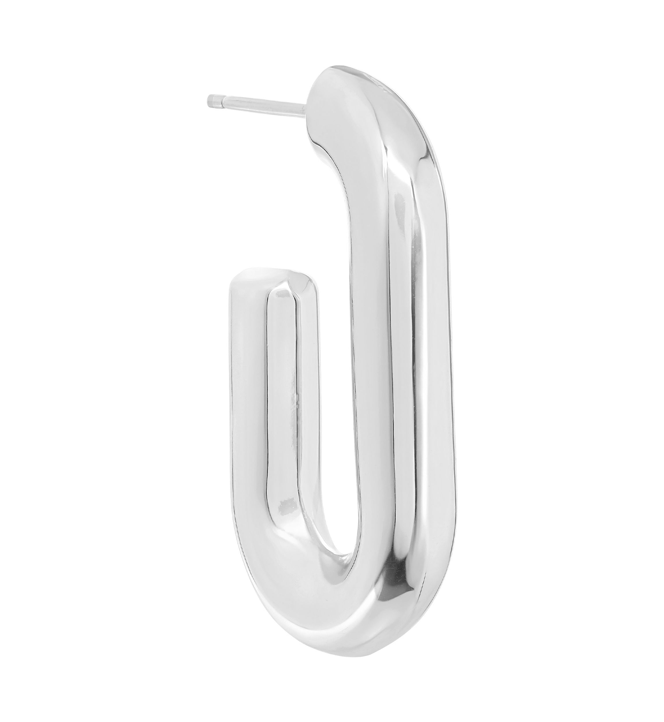 Plated Elongated Post Hoop Earrings
