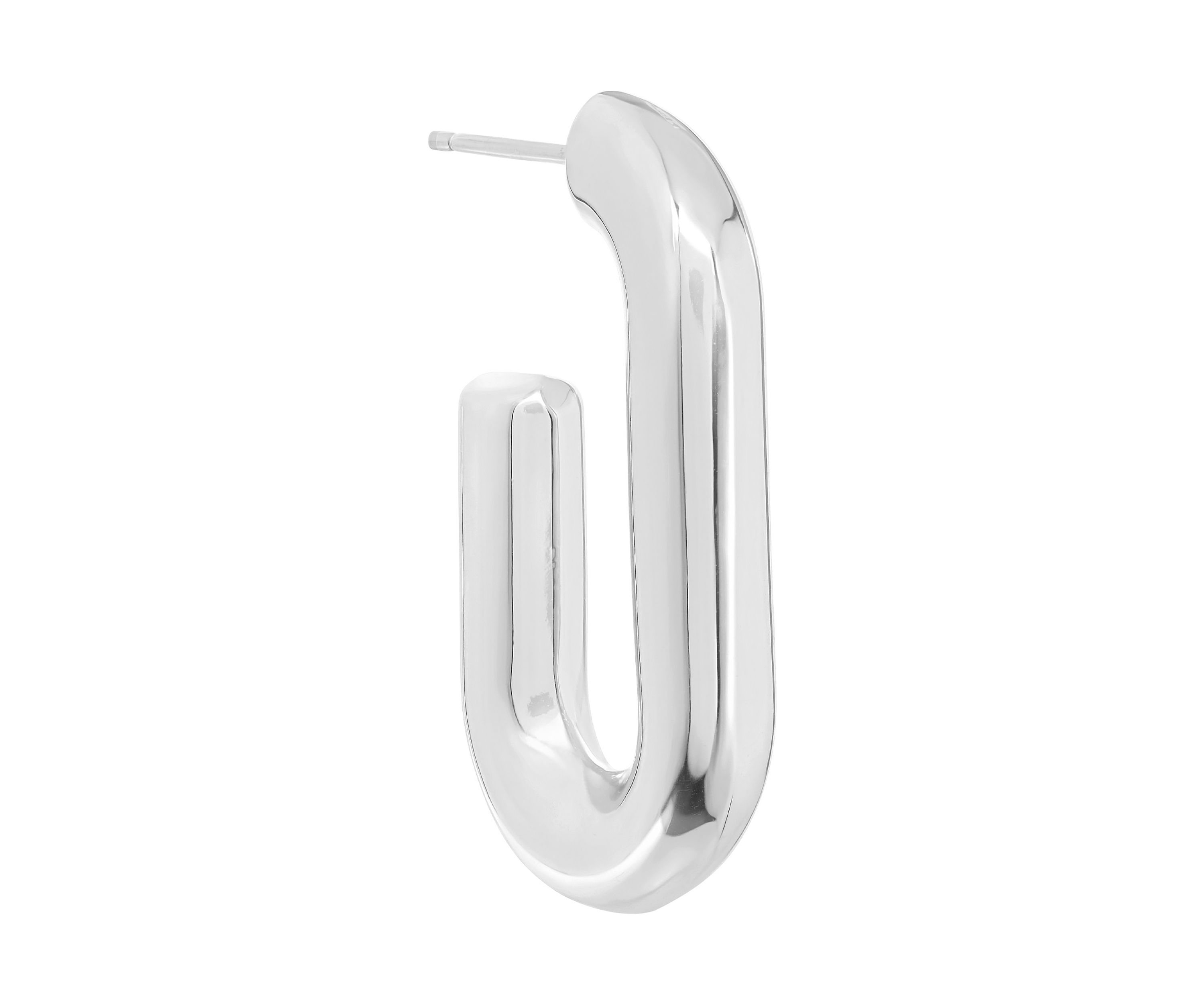 Plated Elongated Post Hoop Earrings