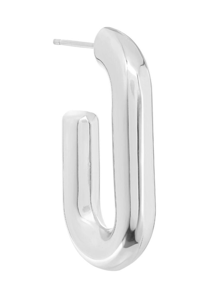 Plated Elongated Post Hoop Earrings
